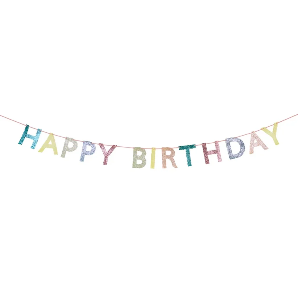 Meri Meri - Girlande Glitzer "Happy Birthday" 2 m