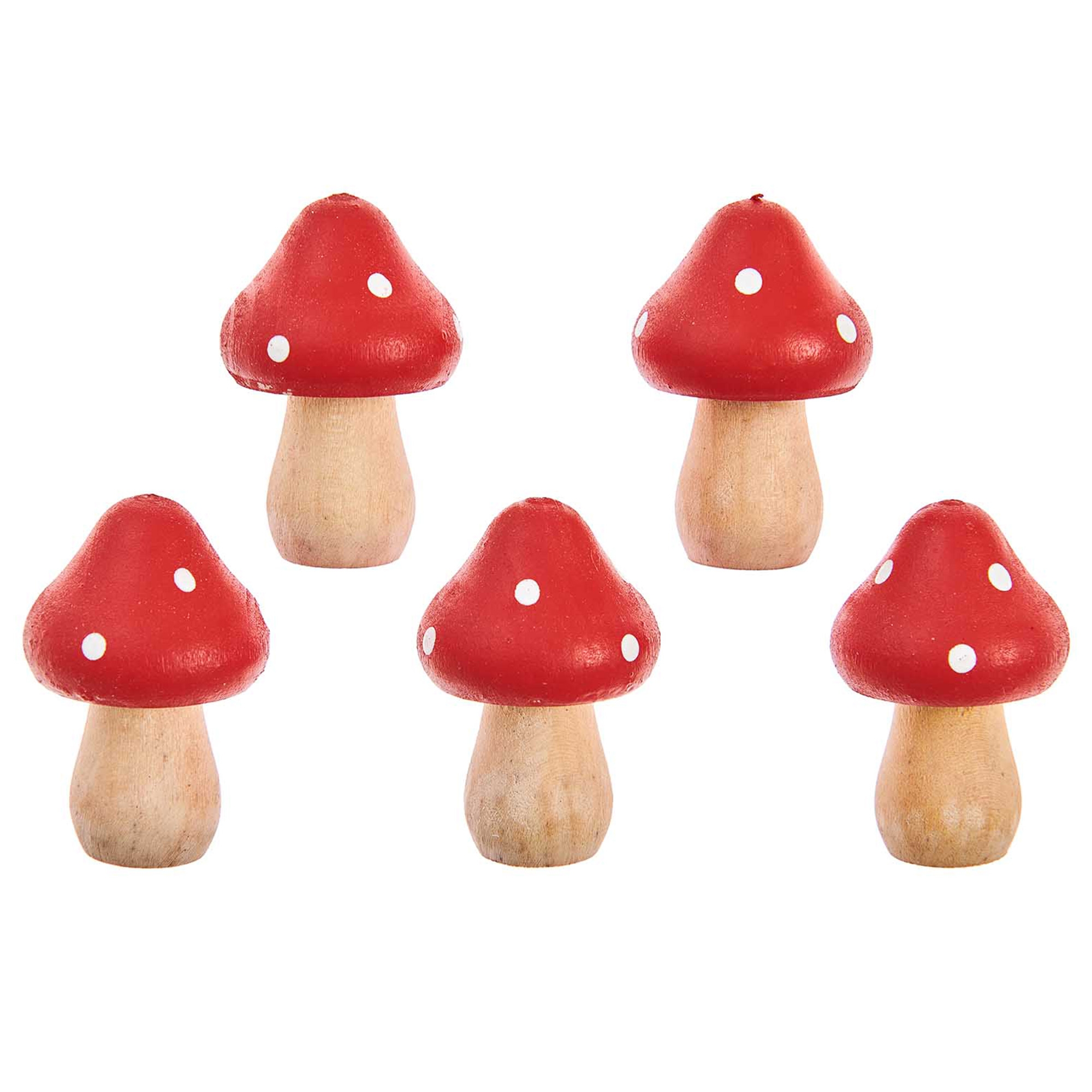 b721b041ef56a62e2b48c7c603b5e868c484fbfc Holz Pilze Klein, Rot 5 Stück