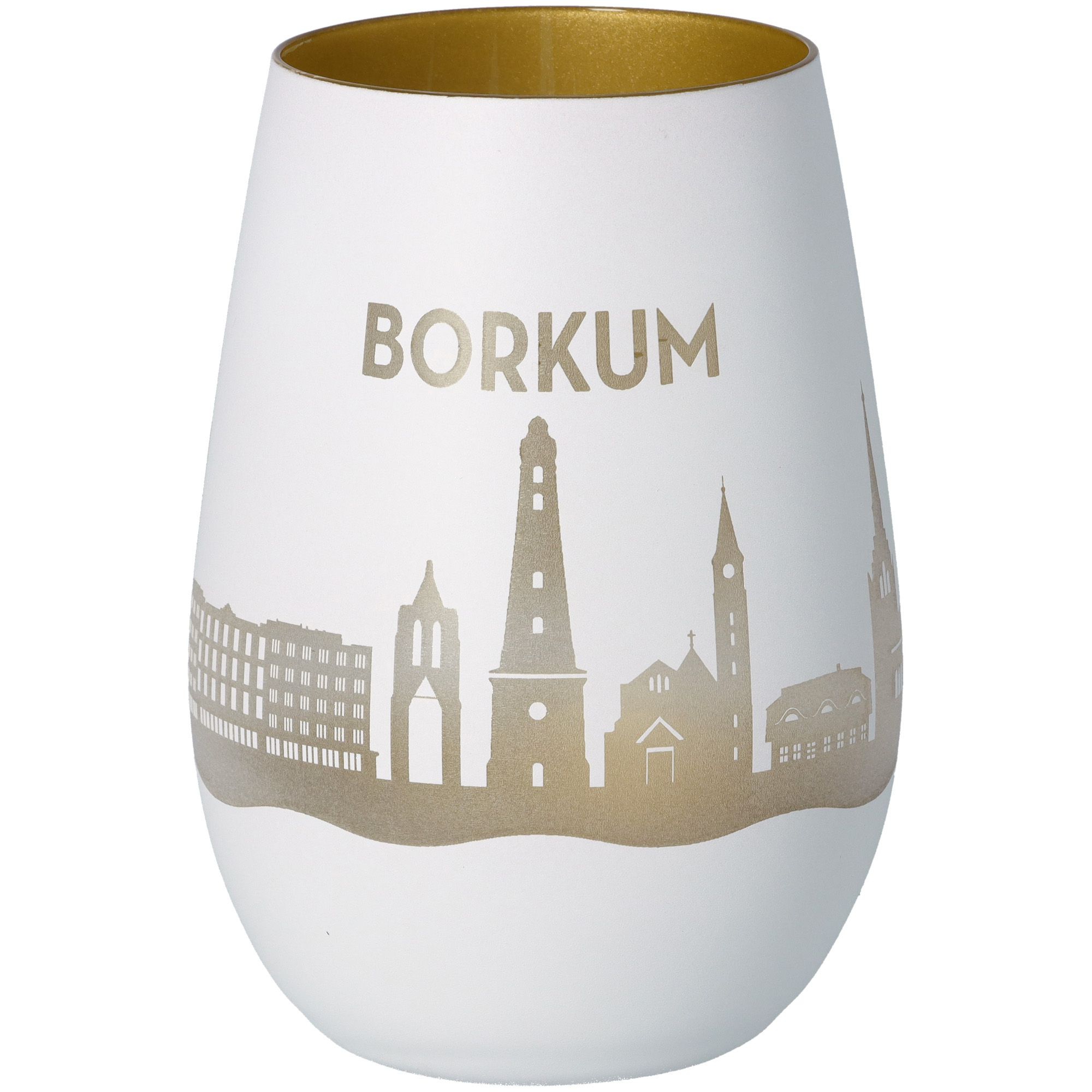 Windlicht Skyline Borkum Weiß/Gold Windlicht Skyline Borkum Weiß/Gold