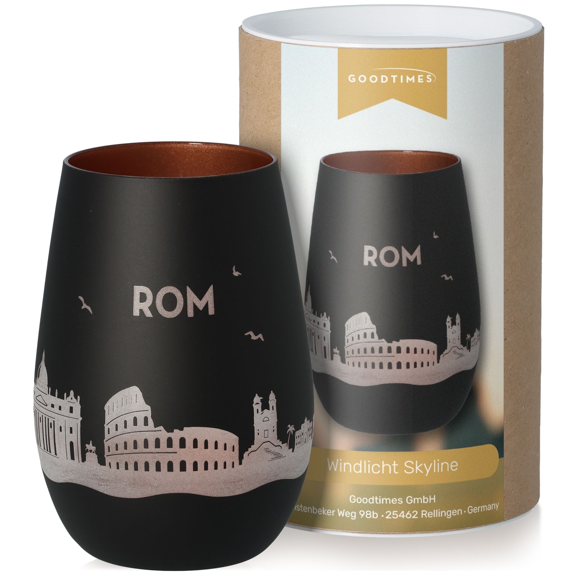 Windlicht Skyline Rom Schwarz/Bronze Krug, Töpferei, Vase, Tasse