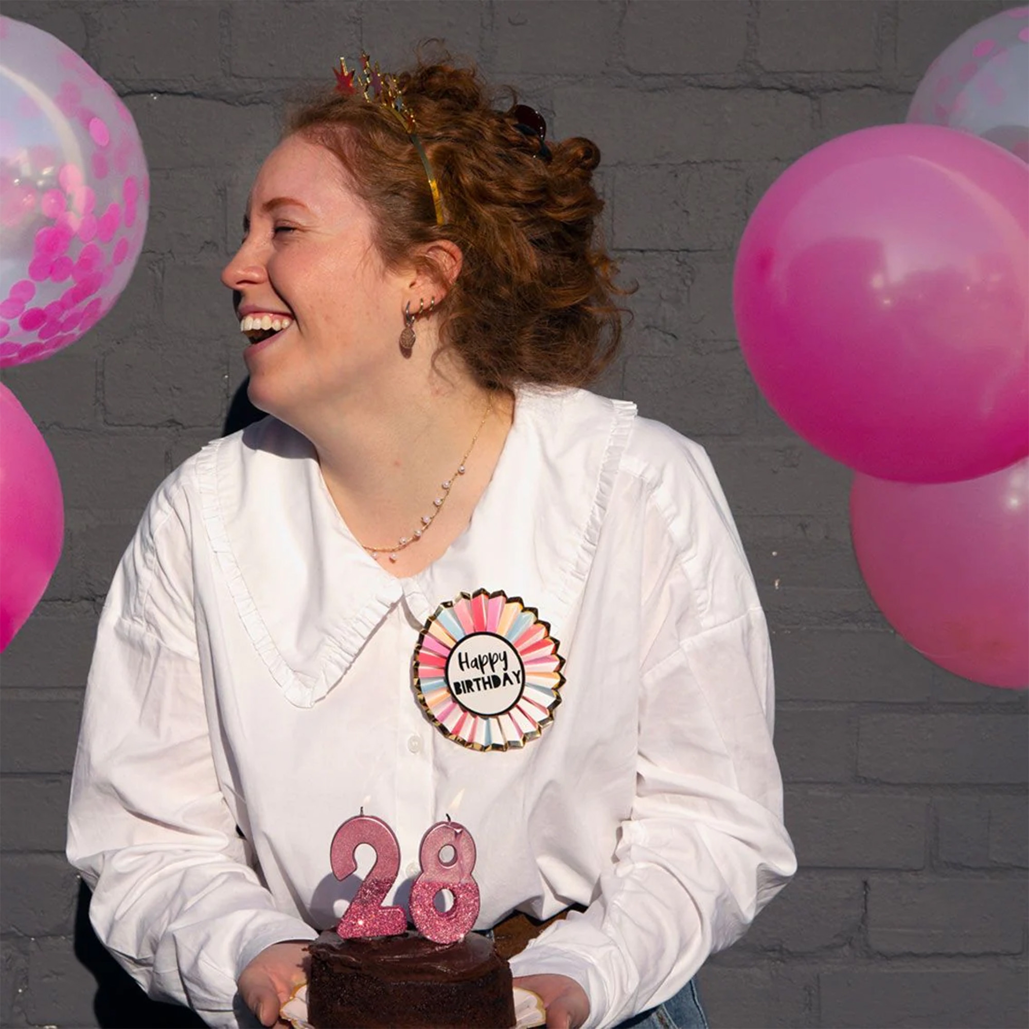 Rose Happy Birthday Anstecker Leute, Person, Luftballon, Portrait, Frau