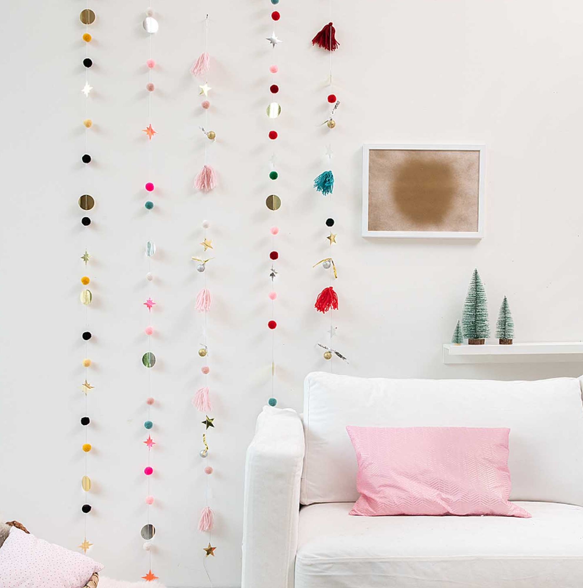 Quasten Girlande Rosa Pastell Quasten Girlande Rosa Pastell