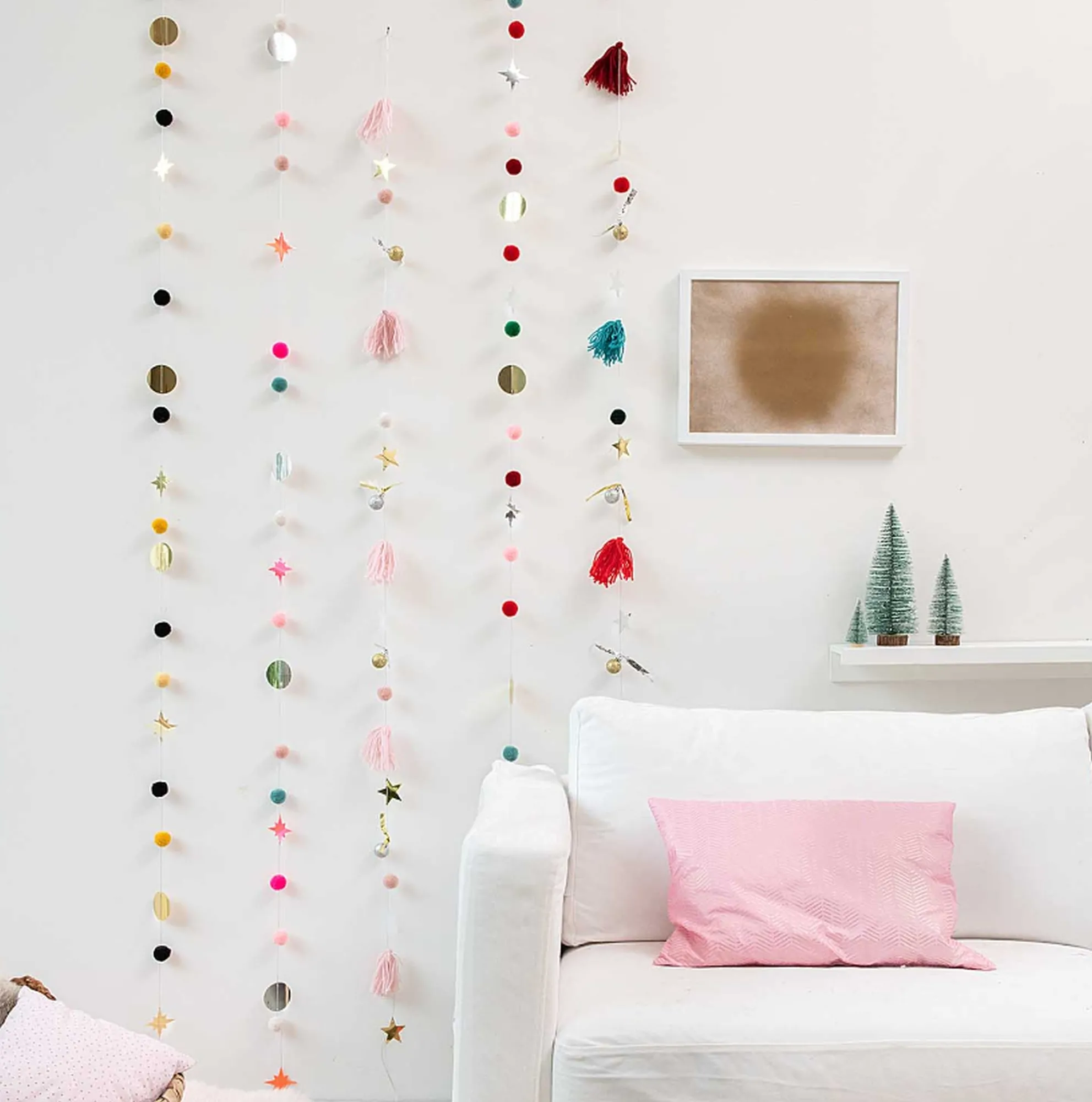 Quasten Girlande Rosa Pastell