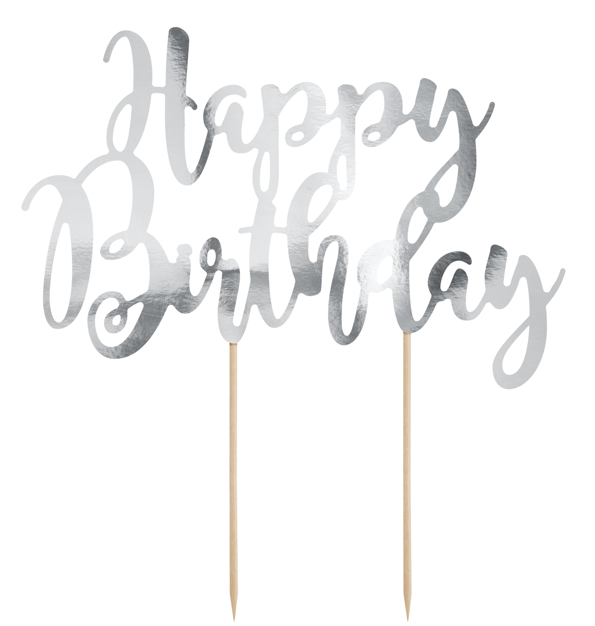 Cake Topper - Happy Birthday Silber