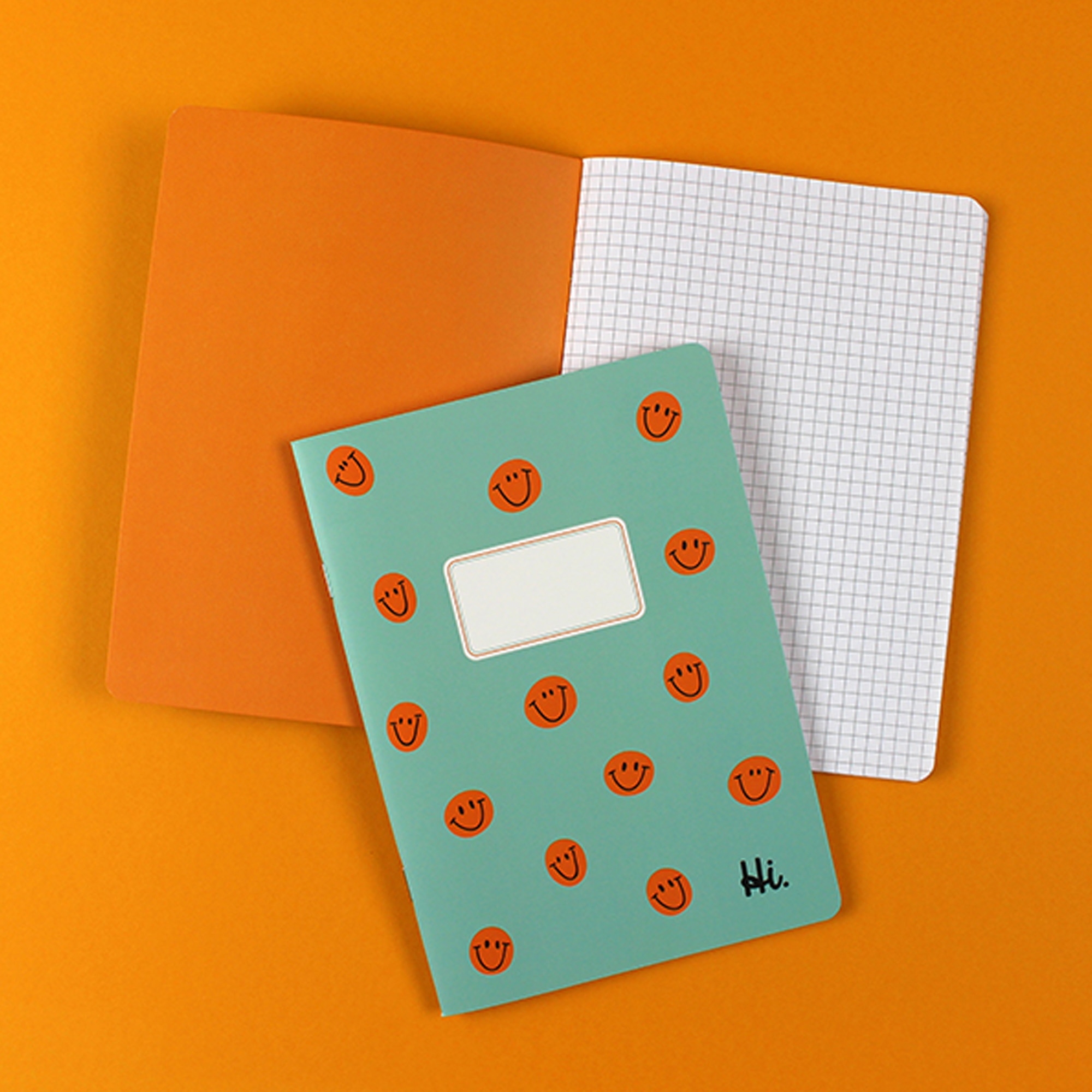 Notizheft "Smiles" Kariert, Mint, Orange