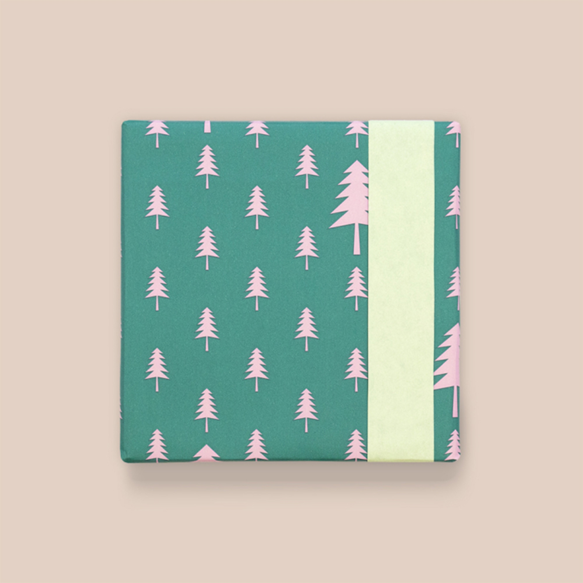 Geschenkpapier "Weihnachtsbaum" Grün Pink/Pastel Mint 3 m Dekoration für Zuhause