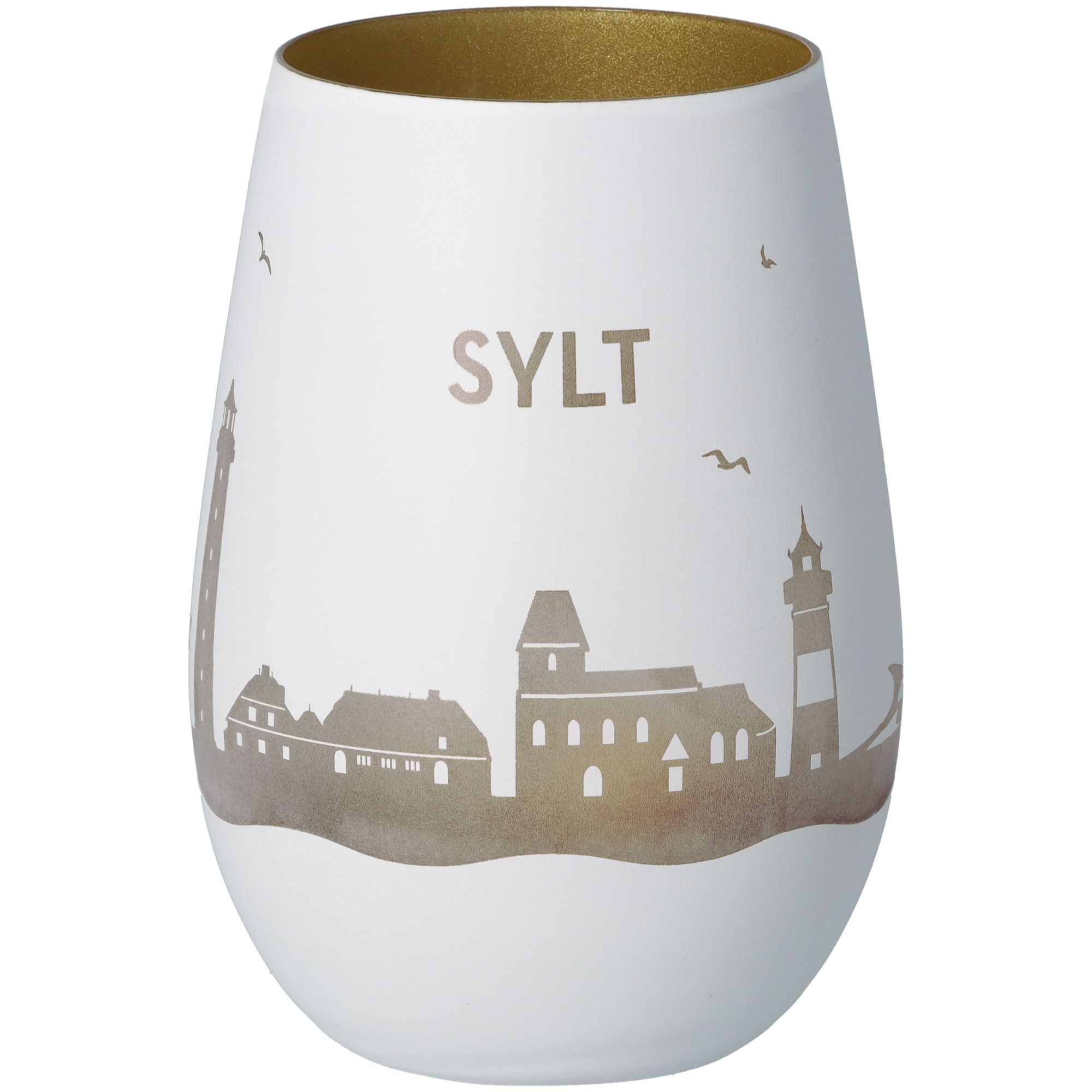 Windlicht Skyline Sylt Weiß/Gold Windlicht Skyline Sylt Weiß/Gold
