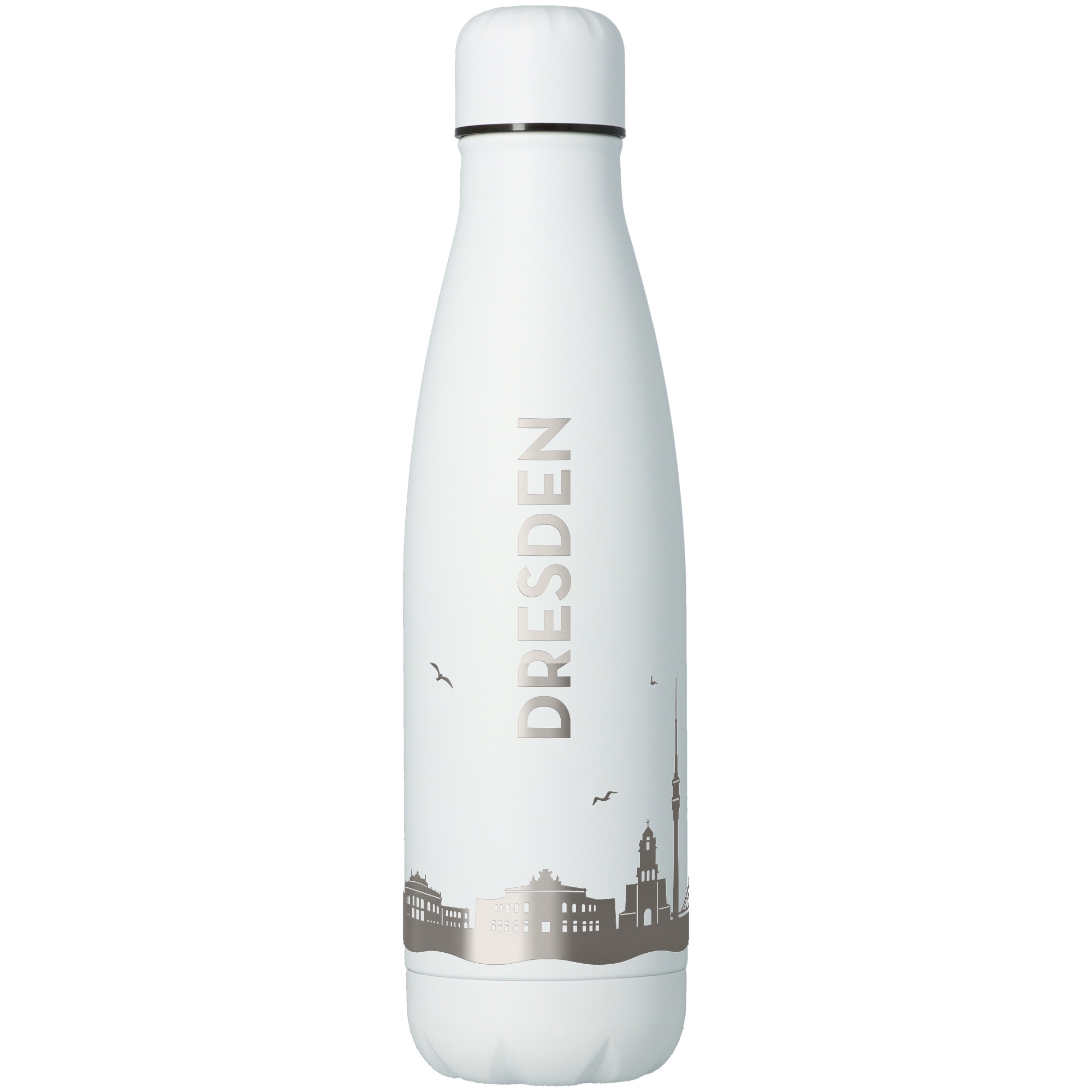 ded17abd0980a56f70a3b8263ac50469ee6794a4 Trinkflasche Skyline Dresden Weiß 500ml