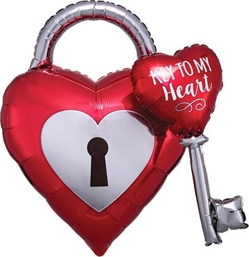 Folienballon Herz "Key to my heart" 81cm Folienballon Herz "Key to my heart" 81cm