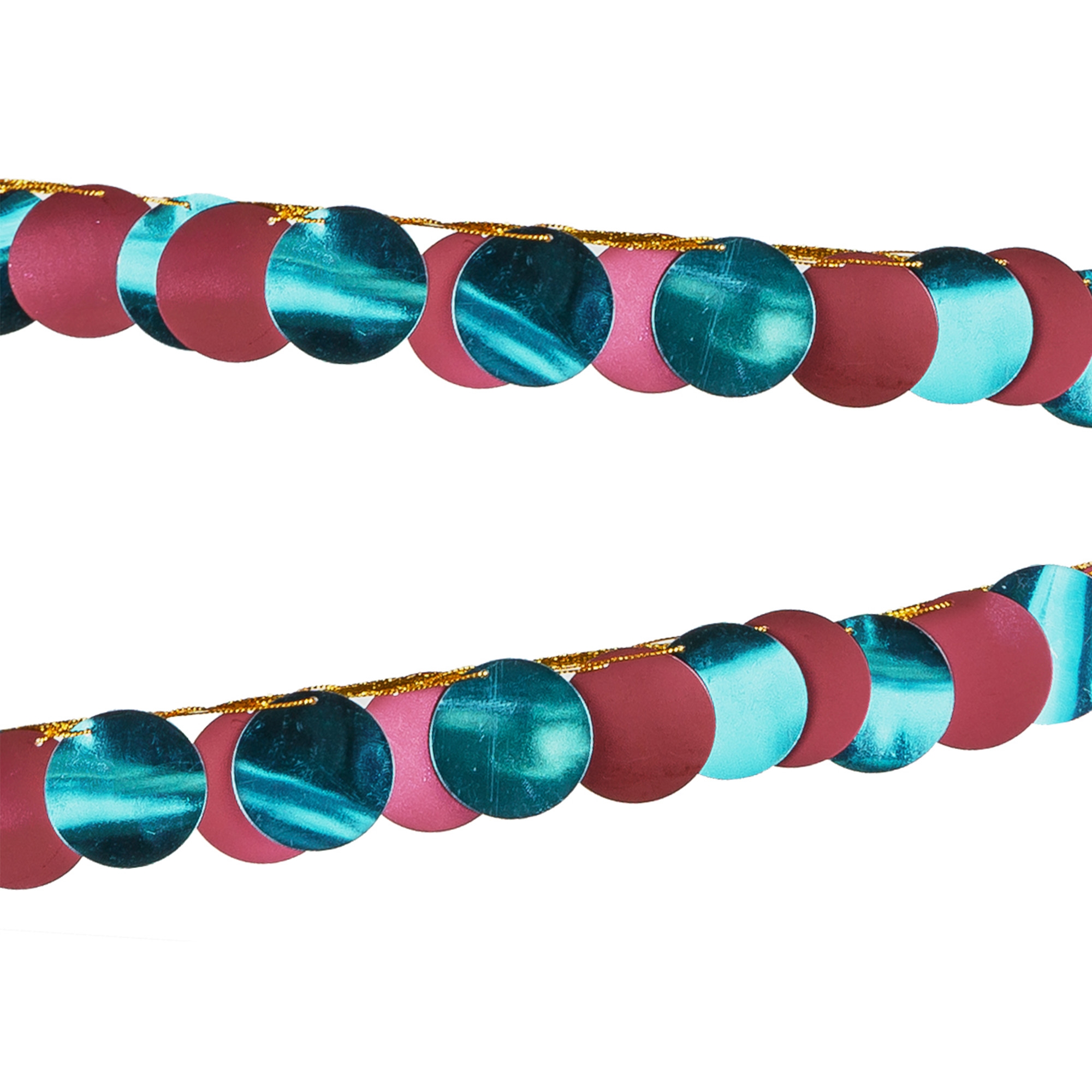 Metallic Girlande Punkte Blau & Pink 2,2m