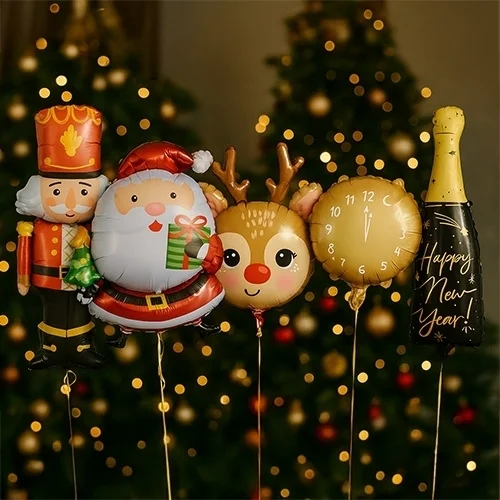 balloons, Weihnachtsmann, Rentier, Uhrballon, Sektflasche Ballon