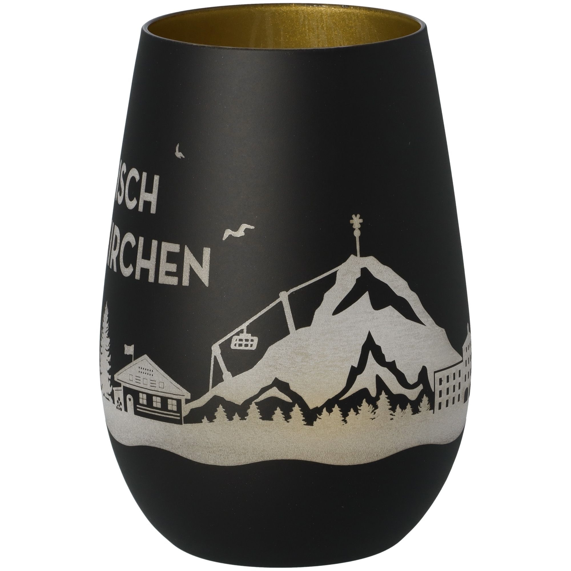 Windlicht Skyline Garmisch-Partenkirchen Schwarz/Gold Krug, Töpferei, Tasse, Lampe