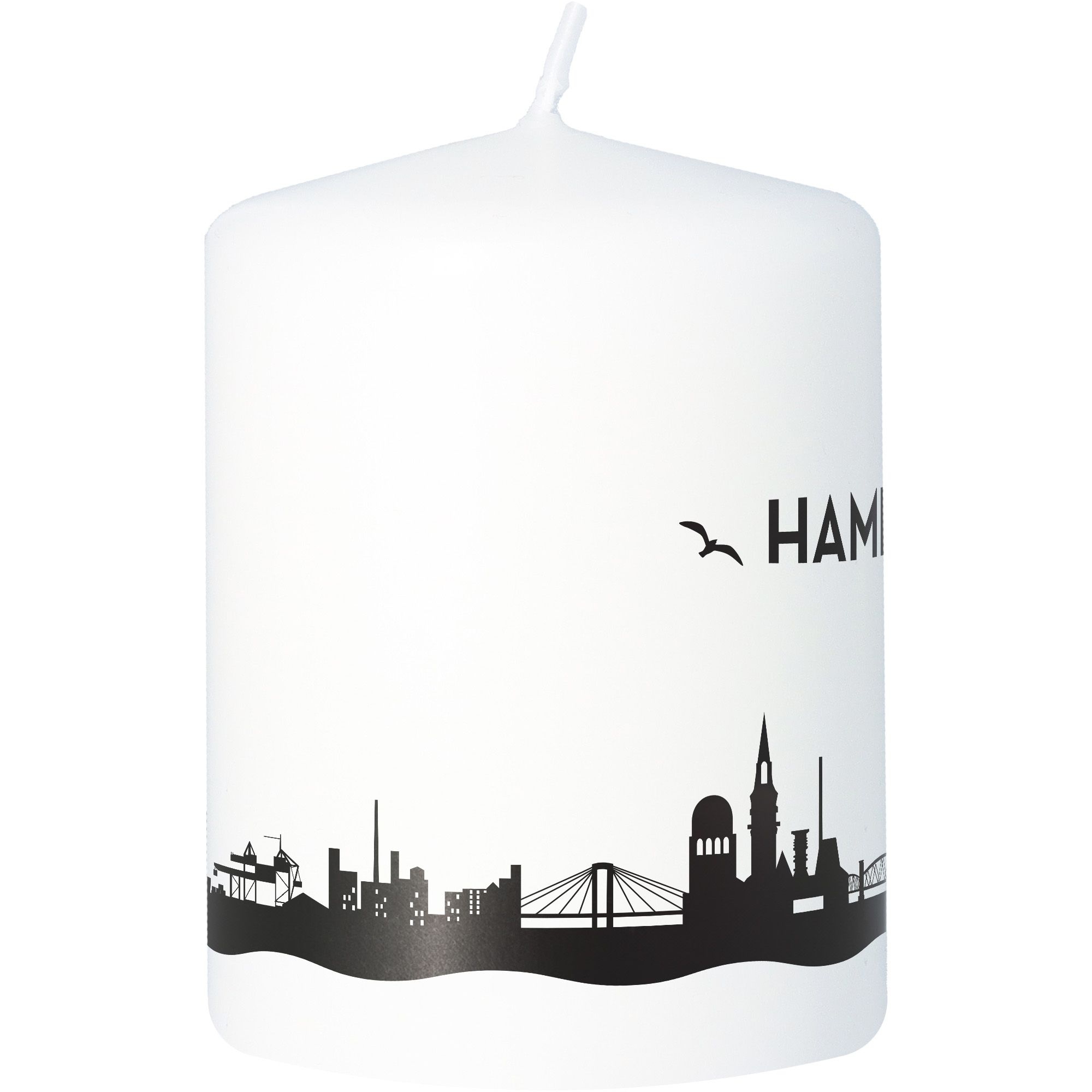 Stumpenkerze Skyline Hamburg Weiß Stumpenkerze Skyline Hamburg Weiß
