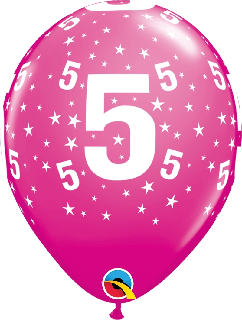 Qualatex Latexballon 5. Geburtstag verschiedene Farben Ø 30cm