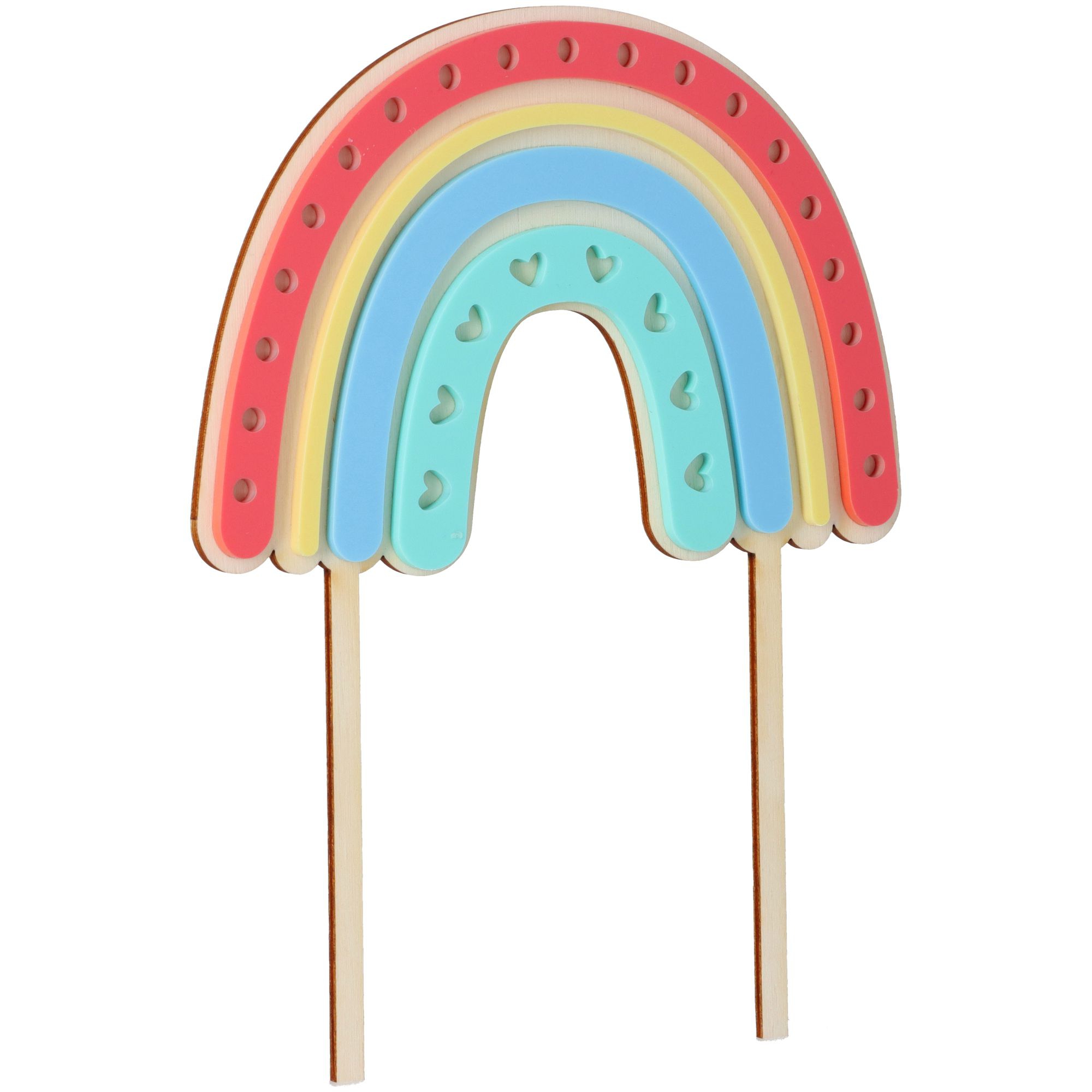 Cake Topper Regenbogen Herz aus Holz & Acryl Cake Topper Regenbogen Herz aus Holz & Acryl