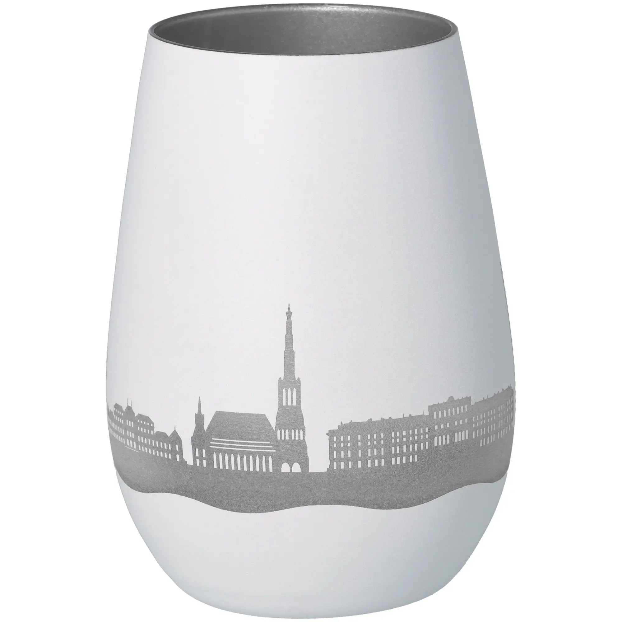 Windlicht Skyline Wien Weiß/Silber
