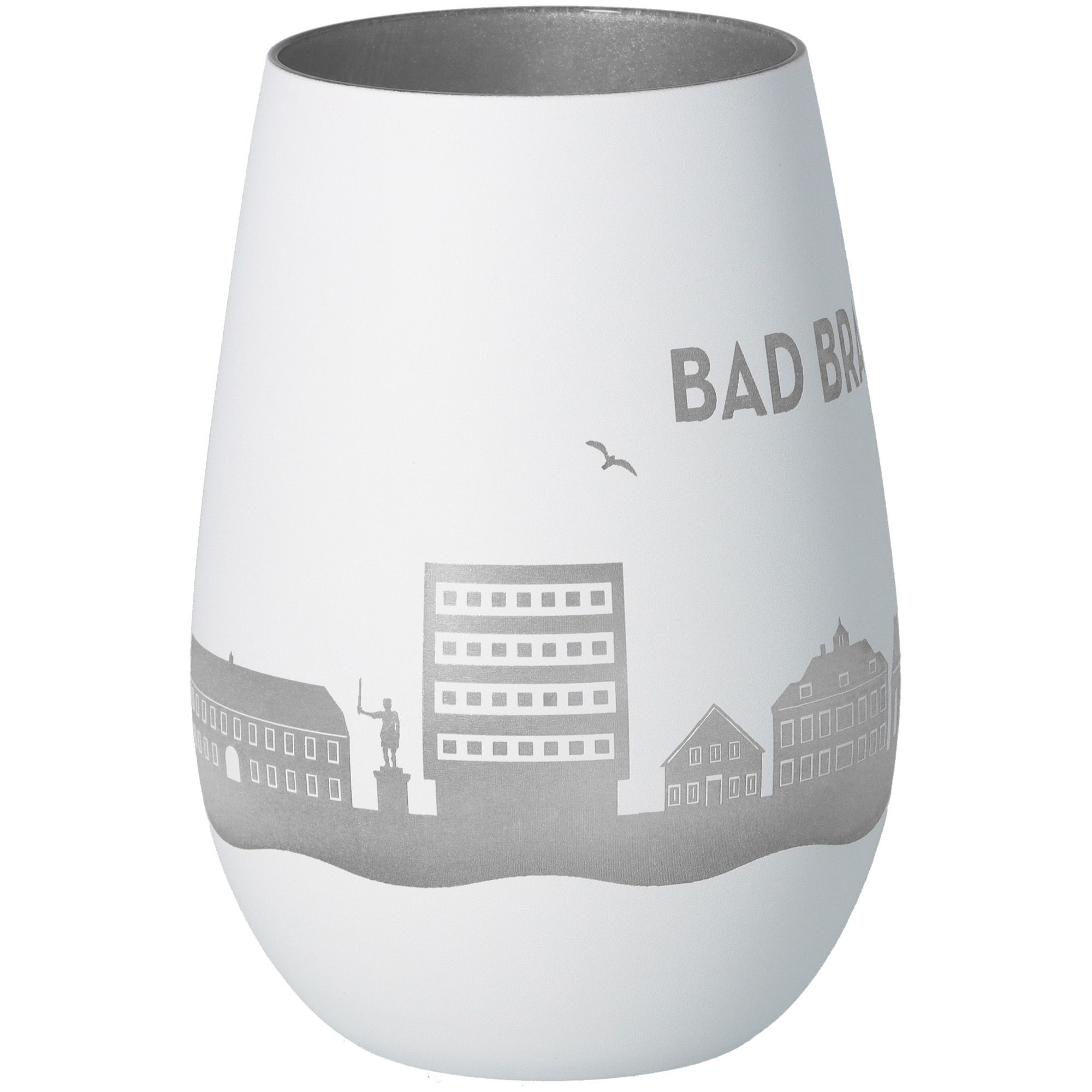 Windlicht Skyline Bad Bramstedt Weiß/Silber Töpferei, Krug, Vase, Kunst, Porzellan