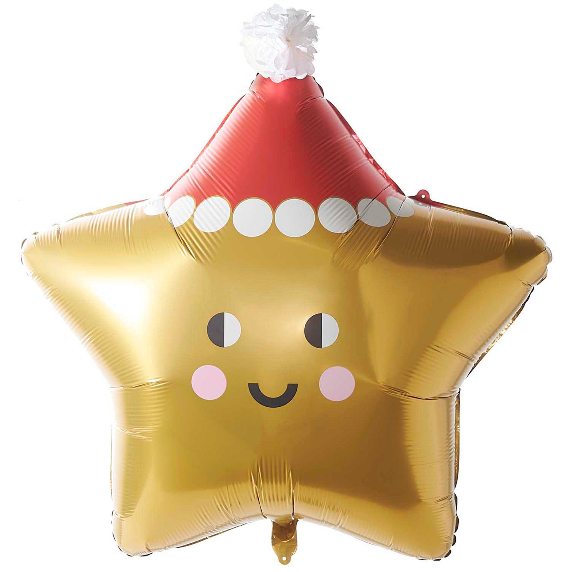 Folienballon "Weihnachtsstern mit Zipfel" 80 cm