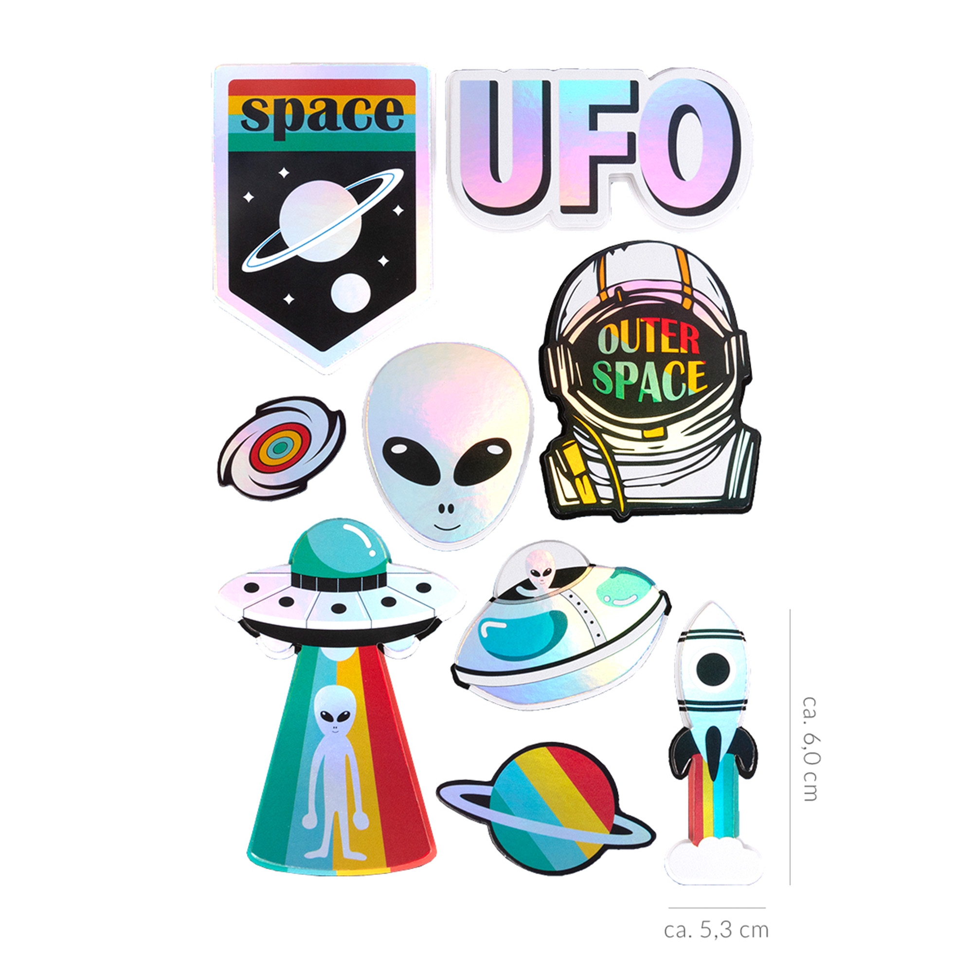 9er Set Galaxy Sticker Holographie