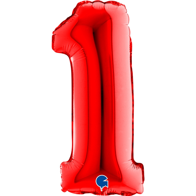 Folienballon Zahl "1" Rot, zur Luftbefüllung, 35 cm Folienballon Zahl "1" Rot, zur Luftbefüllung, 35 cm
