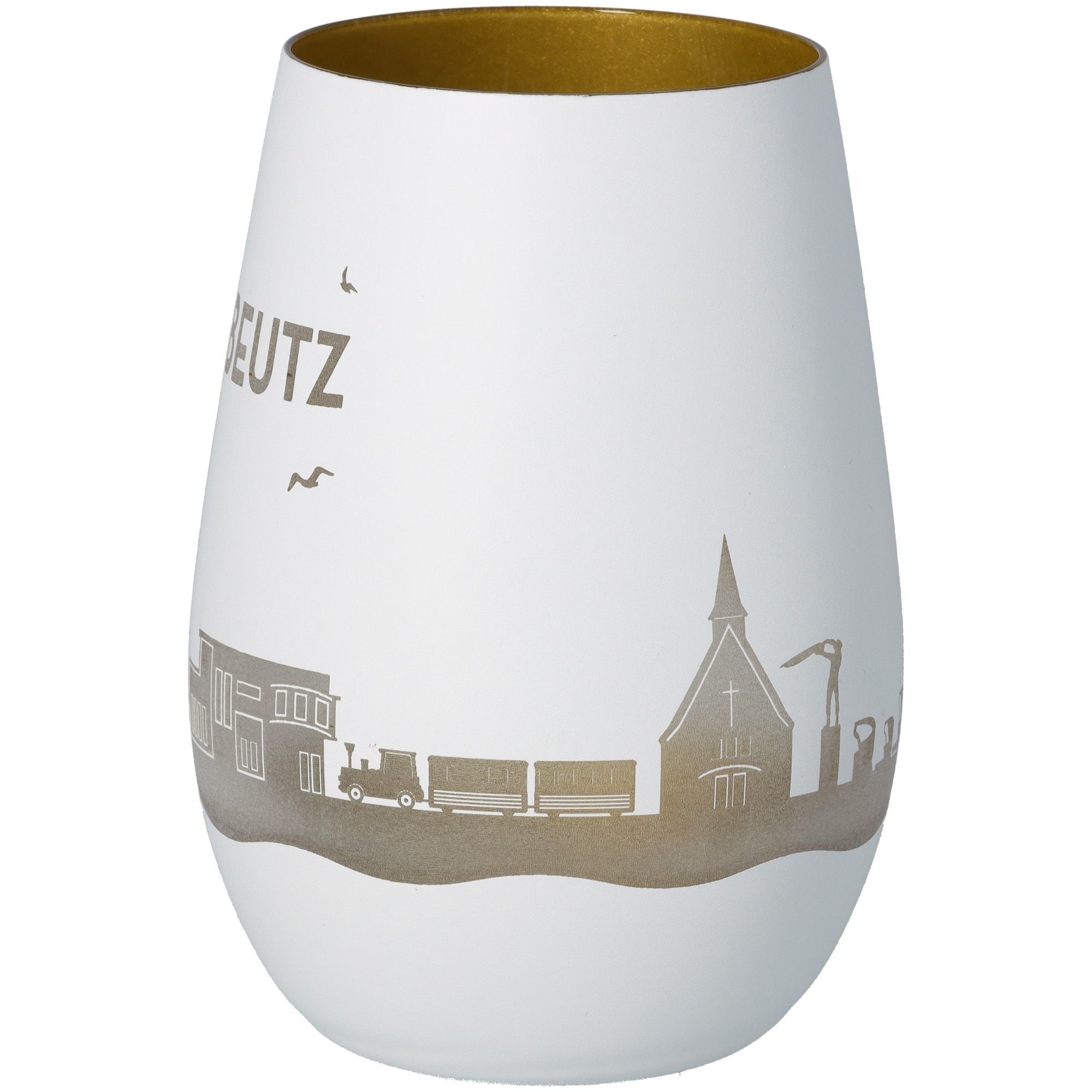 Windlicht Skyline Scharbeutz Weiß/Gold Windlicht Skyline Scharbeutz Weiß/Gold