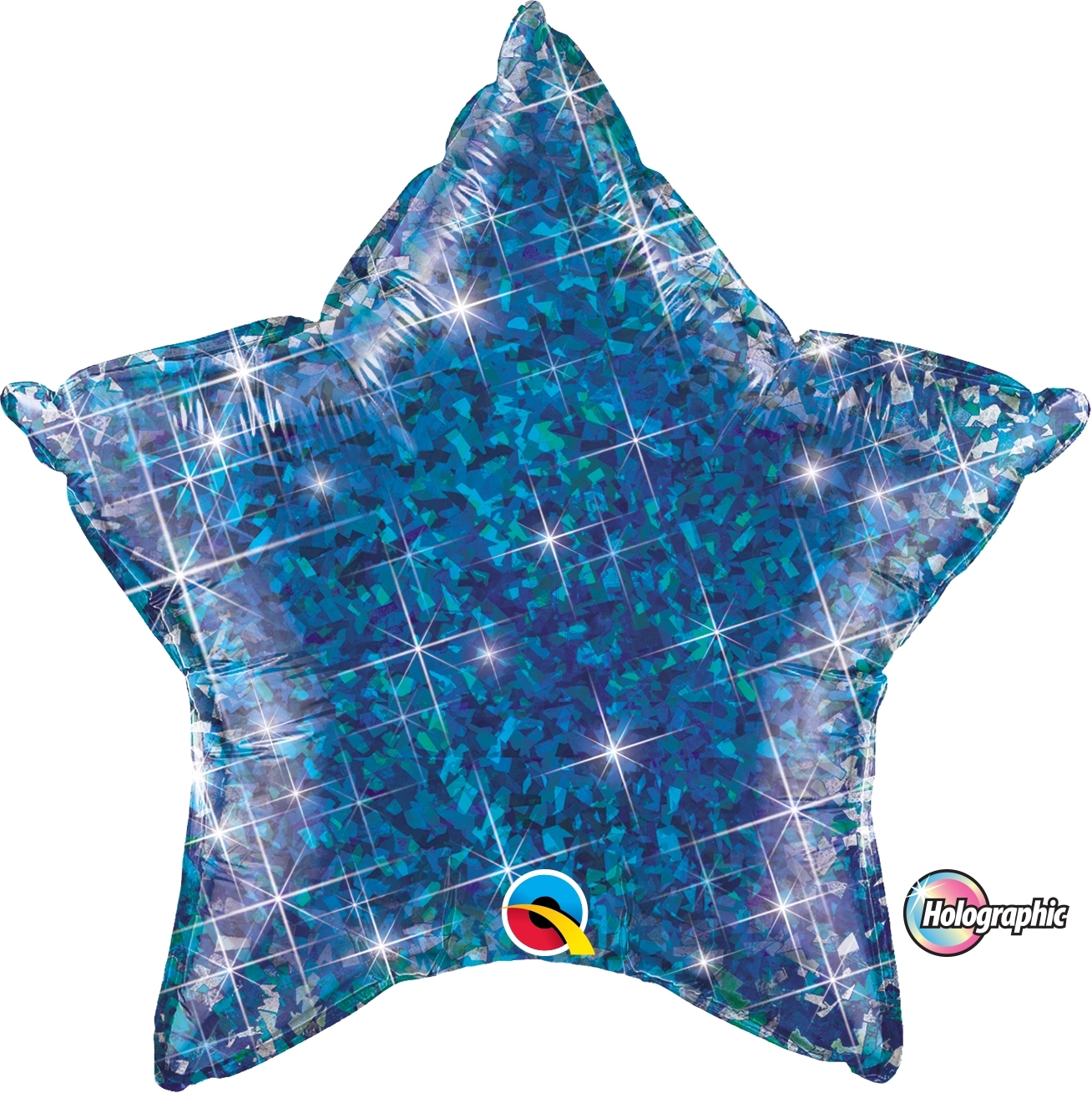 Folienballon Stern Holographic Blau 45 cm