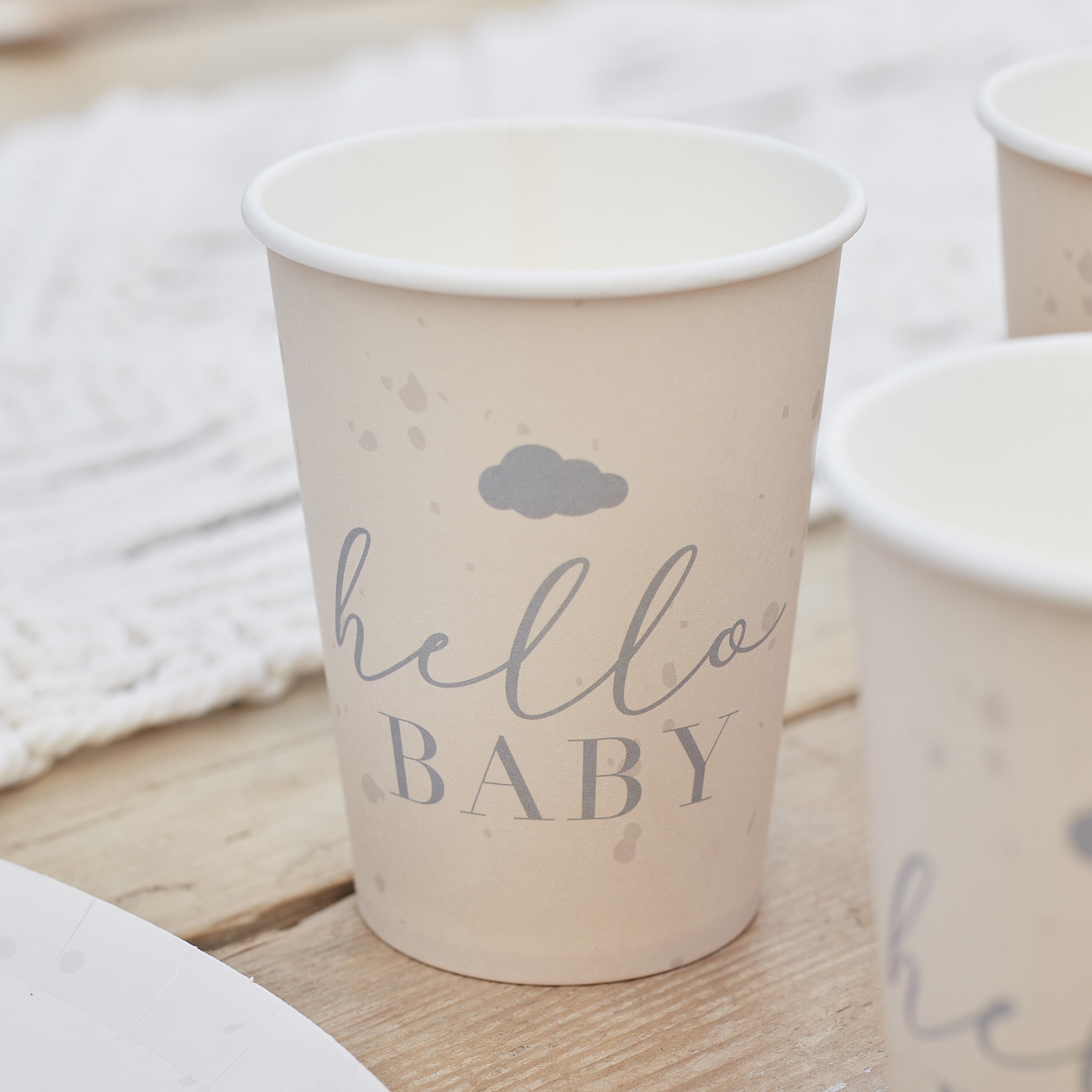 8 Pappbecher "Hello Baby" 100% umweltfreundlich