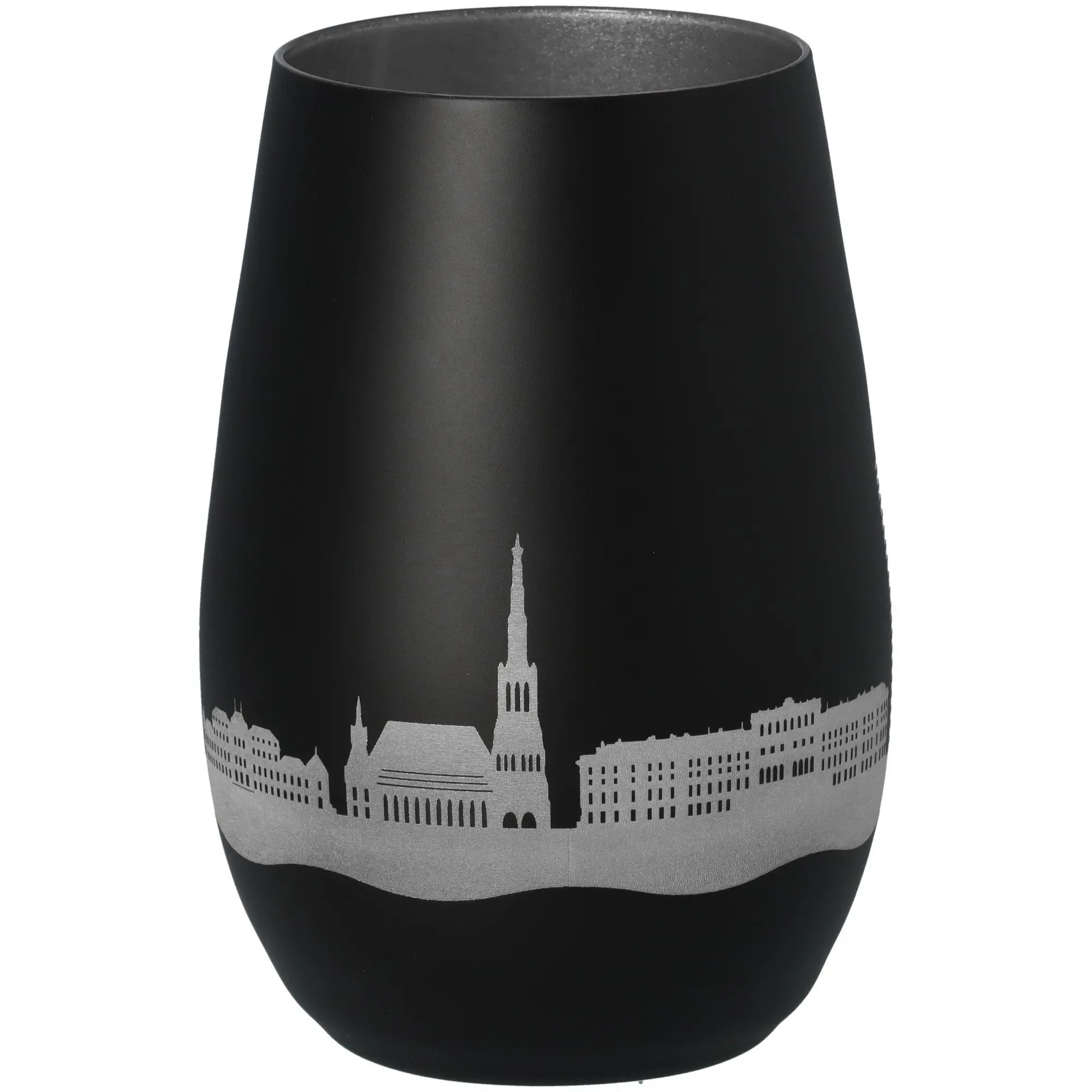Windlicht Skyline Wien Schwarz/Silber
