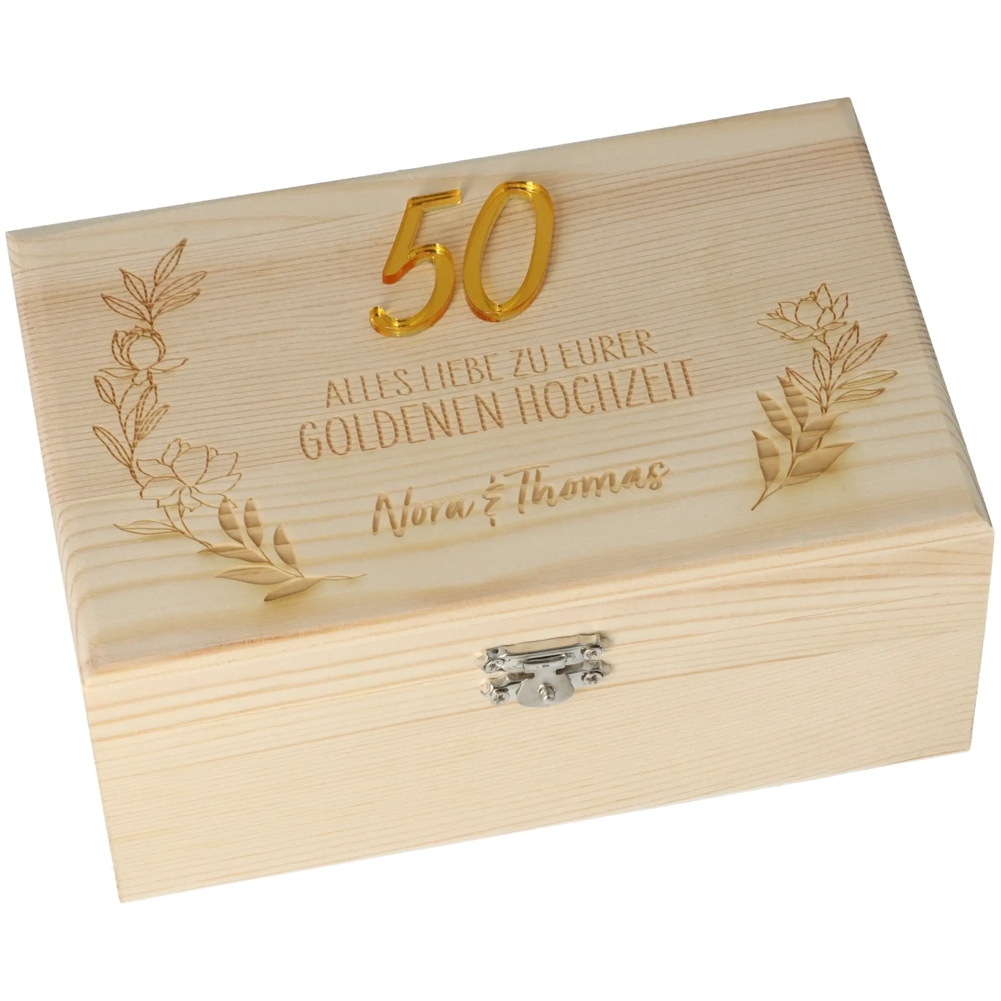 Holzbox, Schmuckbox, 50 Jahre, Hochzeitsgeschenk, Personalisiert