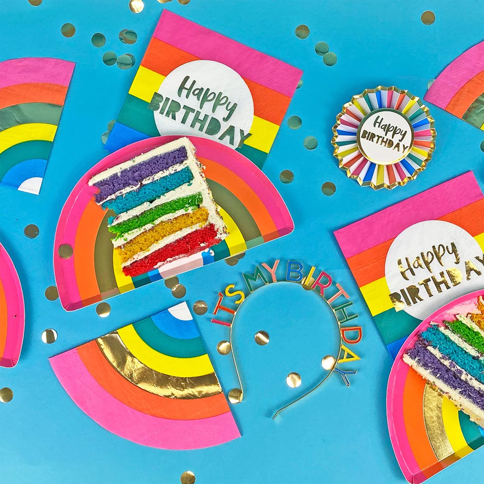 20 Servietten Rainbow Happy Birthday Leute, Text, Nummer, Symbol, Tennisball