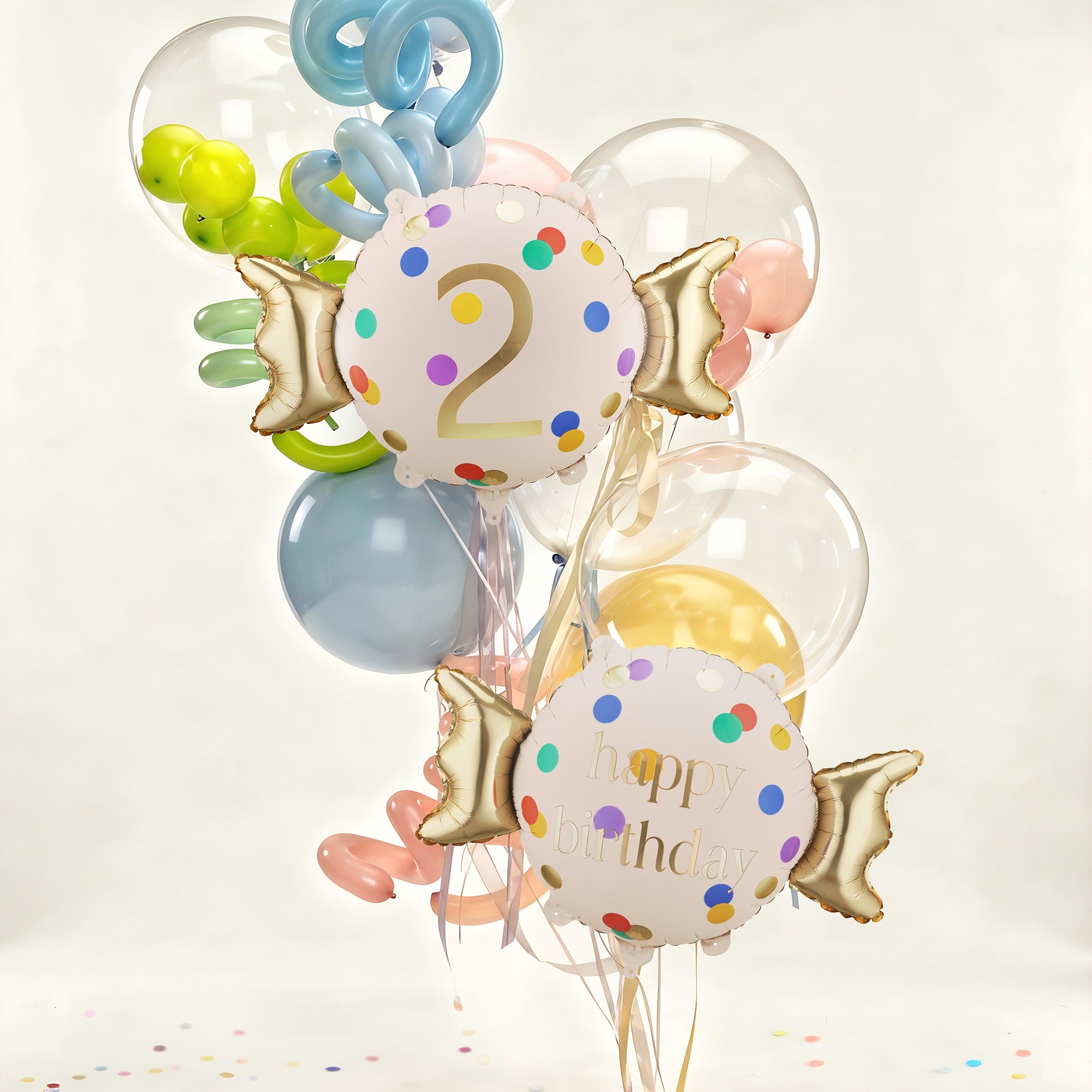 balloons, birthday, 2nd birthday, konfetti, foil balloons