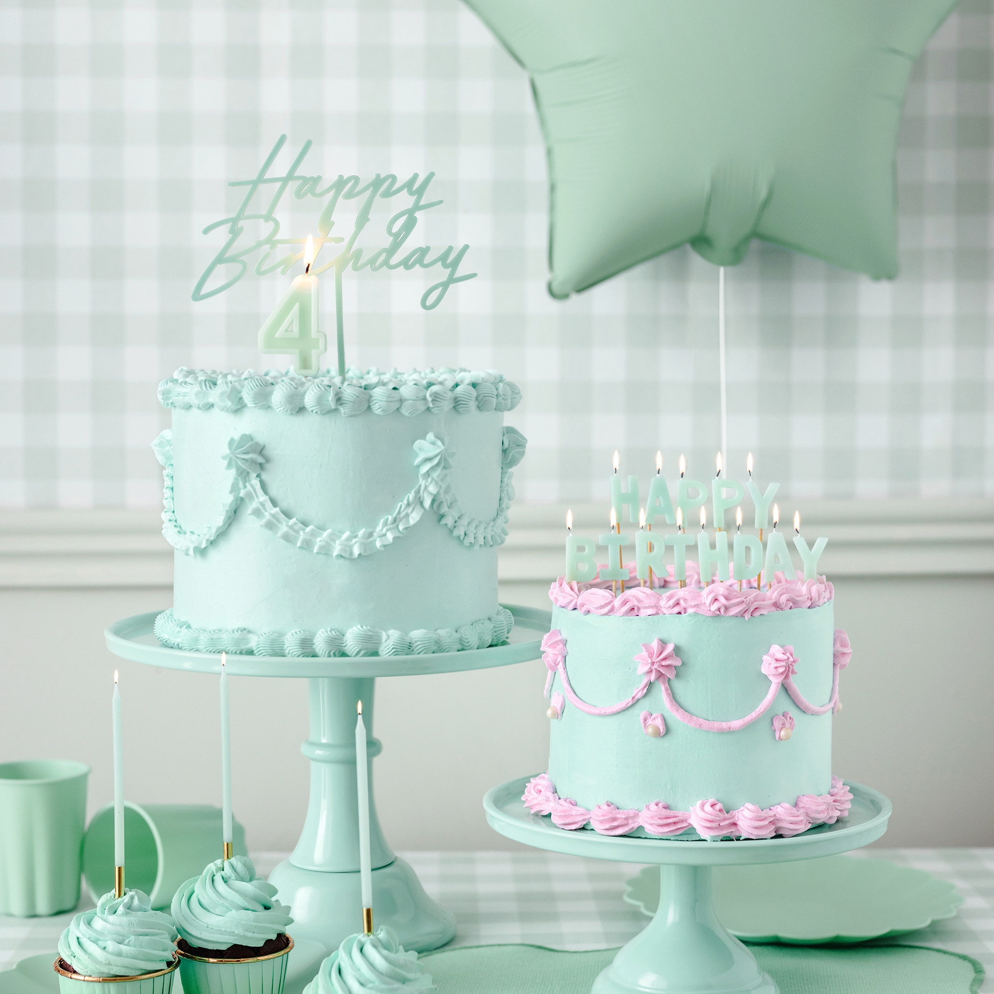 Geburstagskerzen "Happy Birthday" Hellgrün Leute, Geburtstagstorte, Torte, Lustig, Party