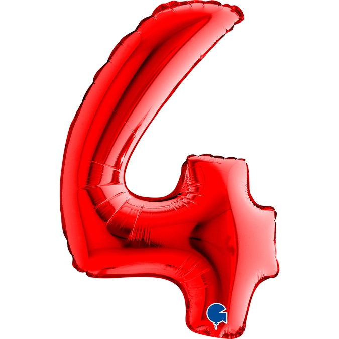 Folienballon Zahl "4" Rot, zur Luftbefüllung, 35 cm Folienballon Zahl "4" Rot, zur Luftbefüllung, 35 cm