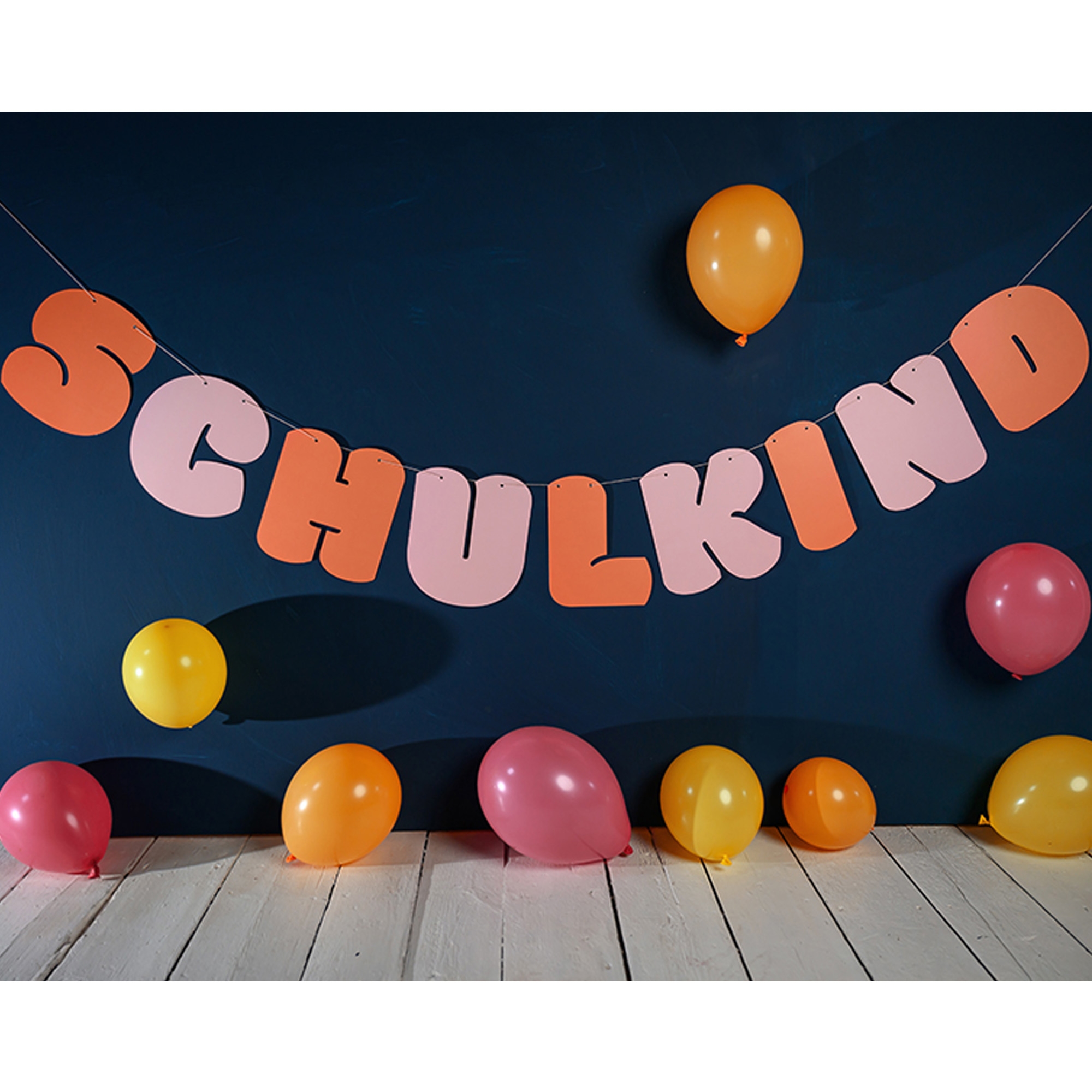 Girlande zur Einschulung "Schulkind" Koralle ,Rosa , 3 m Ballon