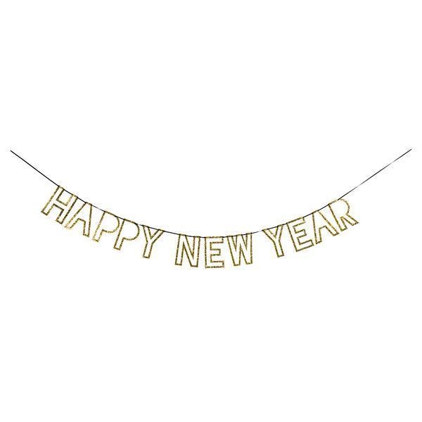 Meri Meri - Girlande "Happy New Year", Gold/Glitzer