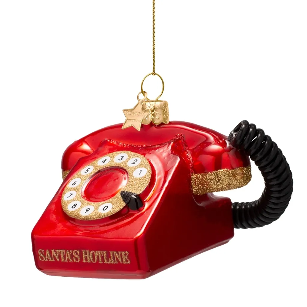 Telefon, Telefonhörer, Rot, Glitzer, Weihnachtsdeko
