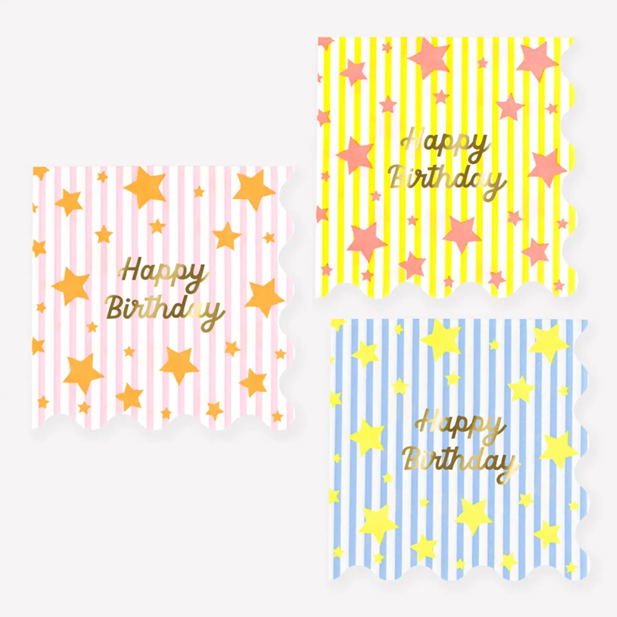 Geburtstagskarte, Sternenmuster, Streifen, Goldtext, Bunt