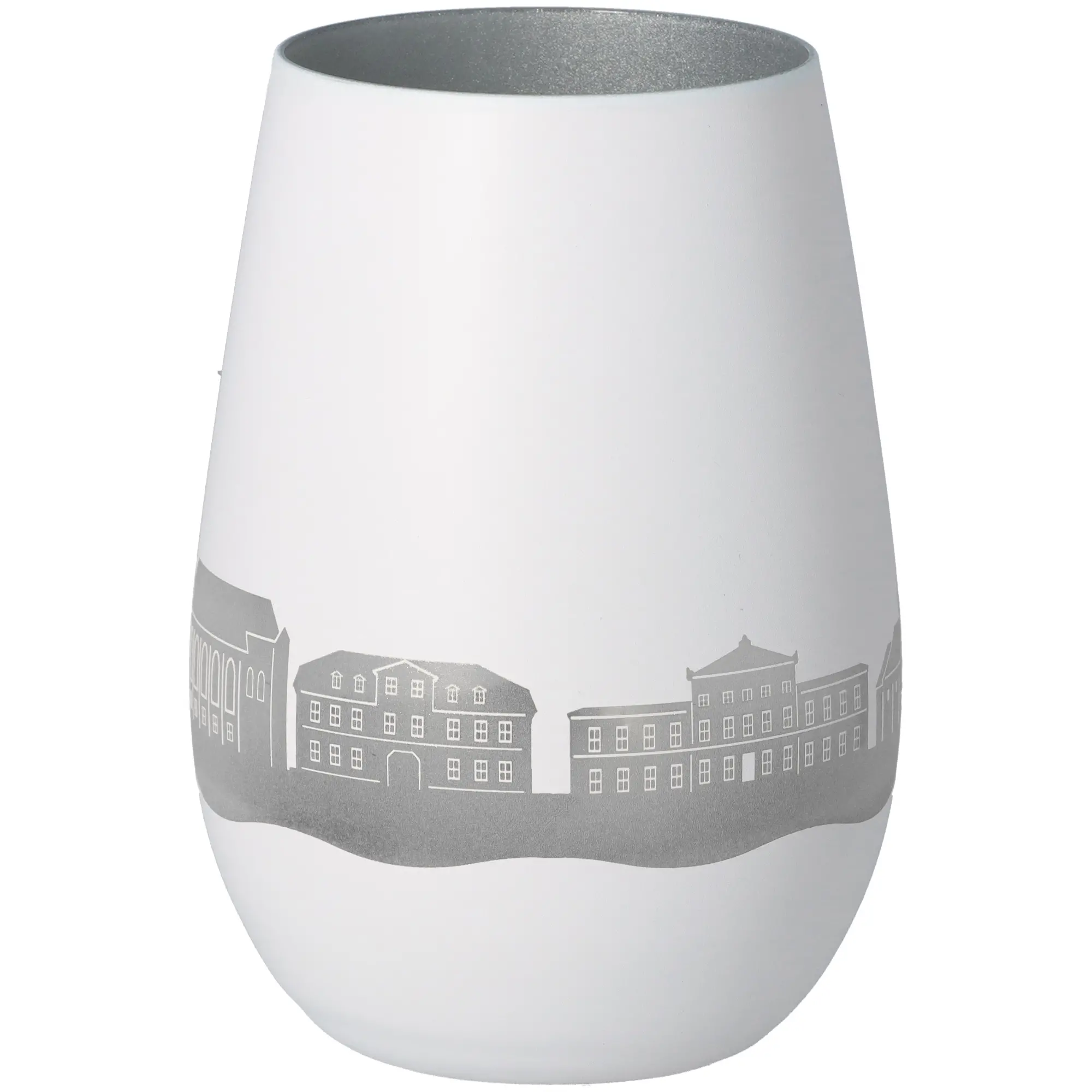 Windlicht Skyline Göttingen Weiß/Silber