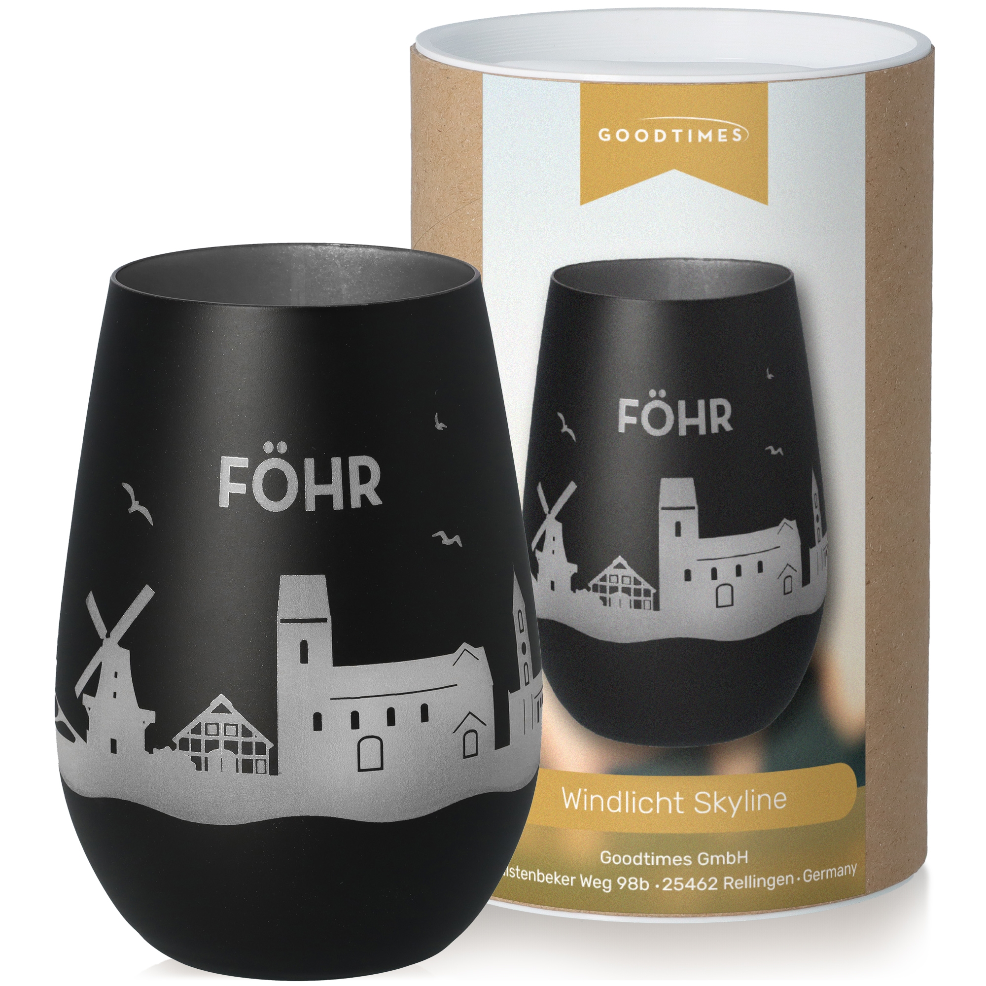 Windlicht Skyline Föhr Schwarz/Silber Windlicht Skyline Föhr Schwarz/Silber