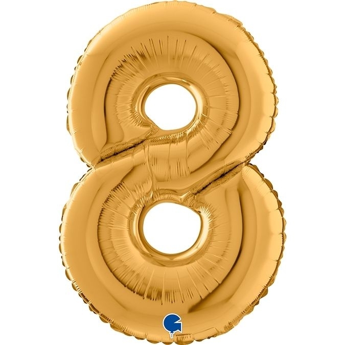 Folienballon Zahl 8 Gold 66cm Folienballon Zahl 8 Gold 66cm