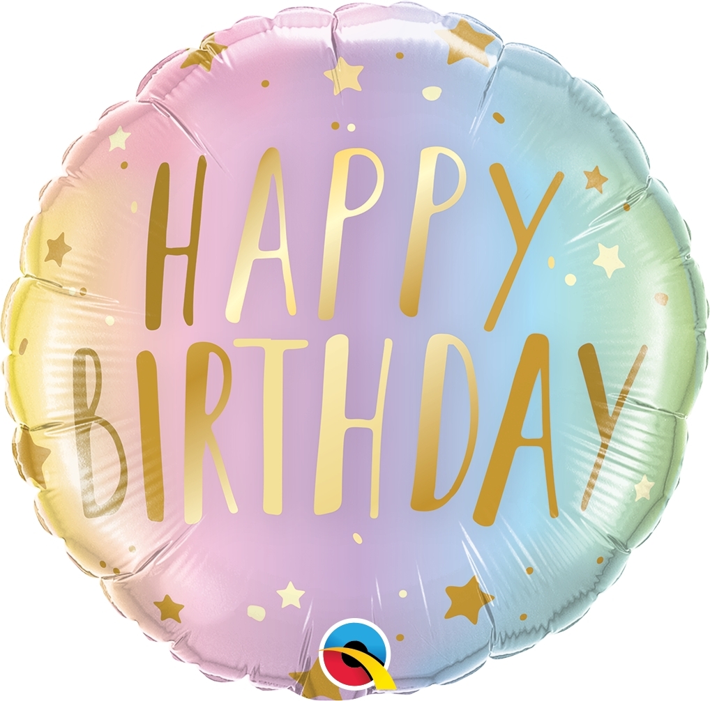 Folienballon "Happy Birthday" Pastell Ombré 45cm