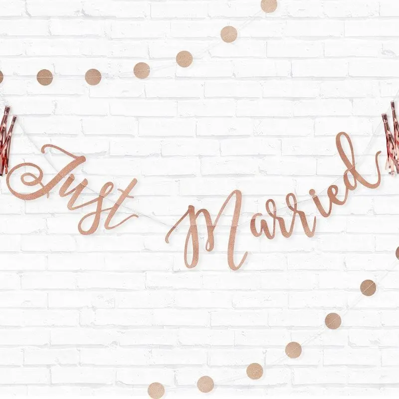 Glitzergirlande "Just Married", Roségold