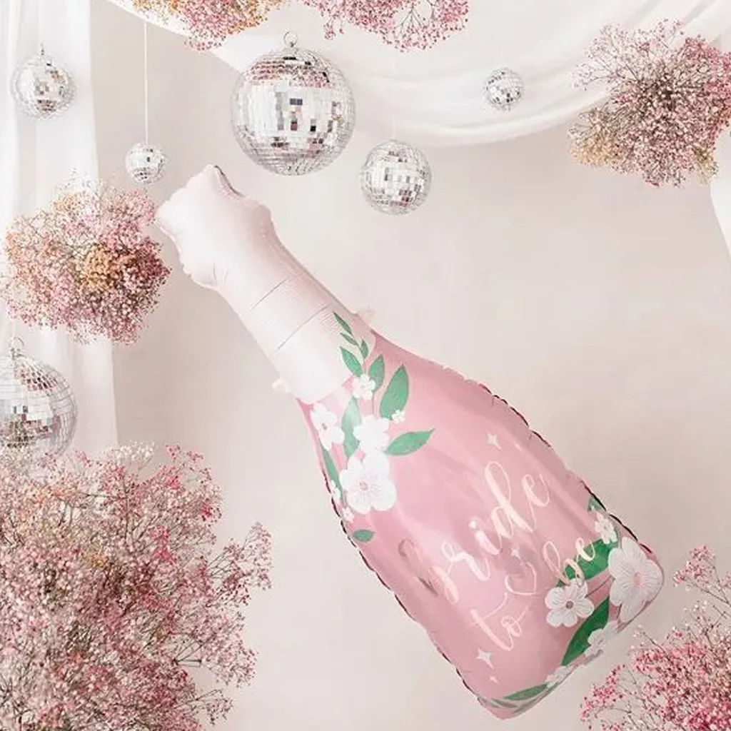 Flasche, Ballon, Girlande, Blumenmuster, Pink