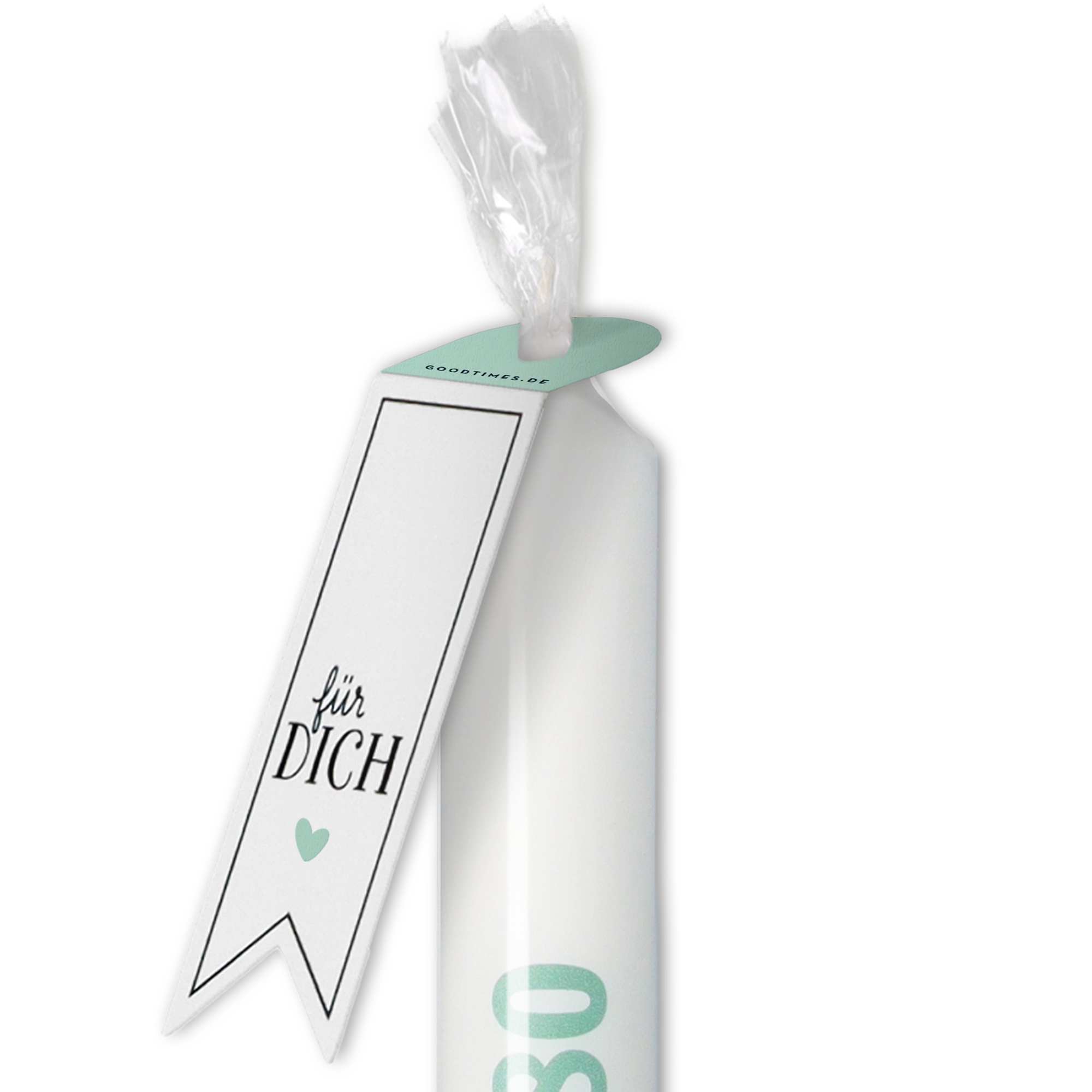 Stabkerze Weiß, Smaragd "Hippe 80" Stabkerze Weiß, Smaragd "Hippe 80"