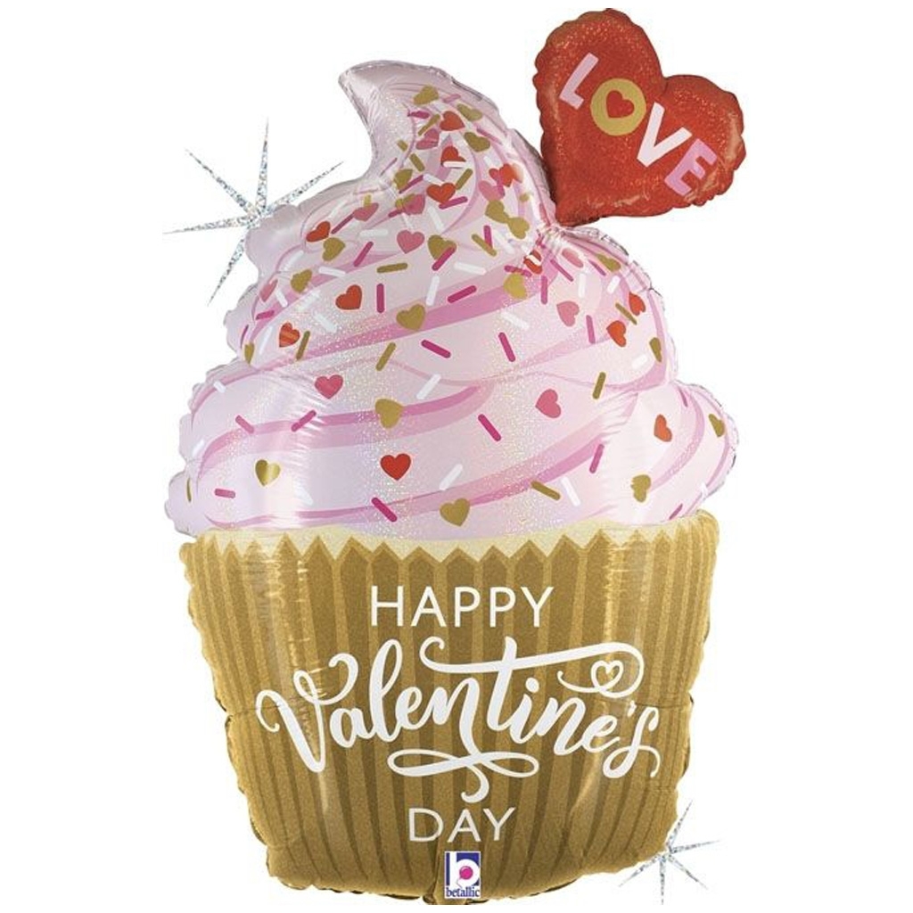Cupcake, Valentine, Balloon, Sprinkles, Happy Valentine’s Day