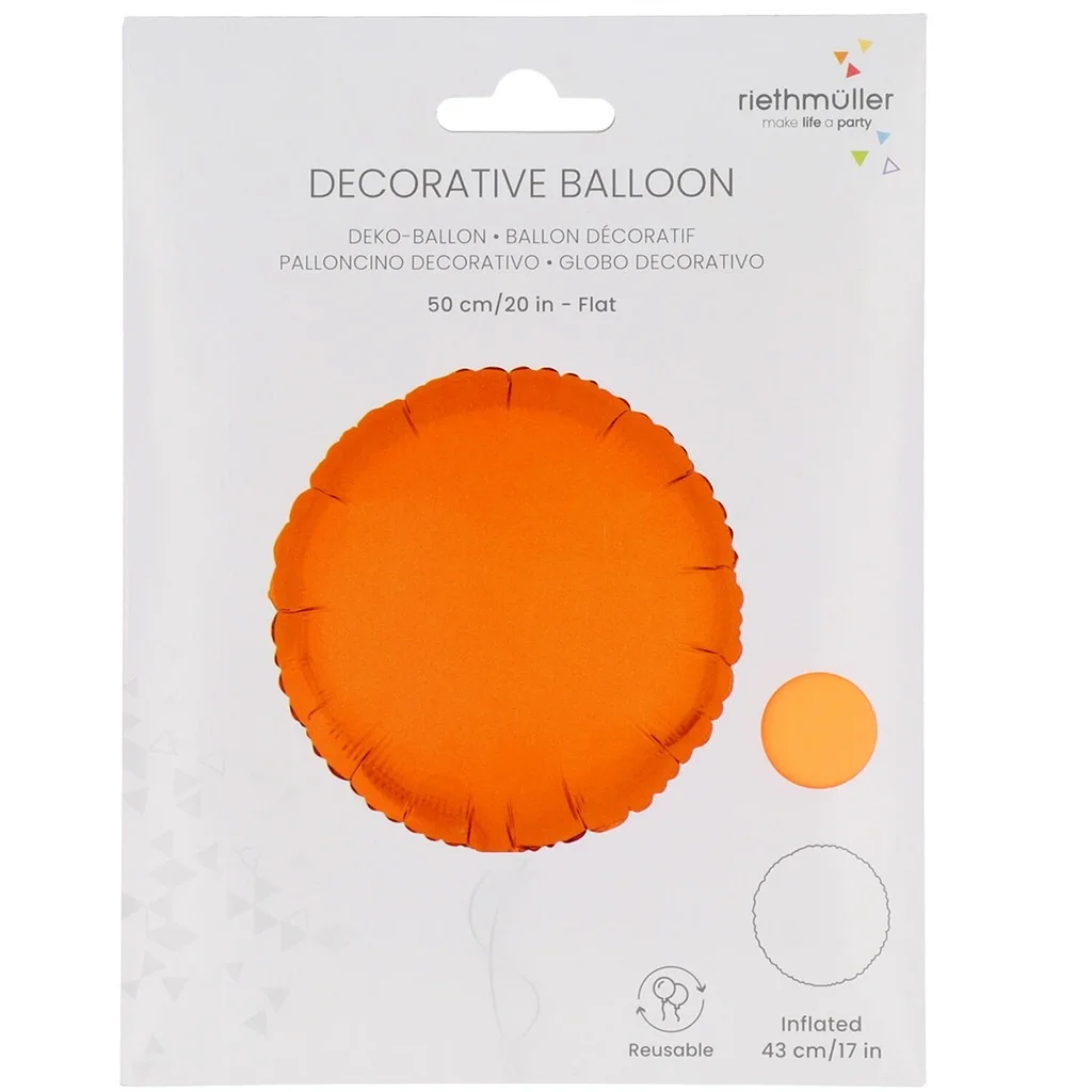 Folienballon Rund Neon Orange 45cm