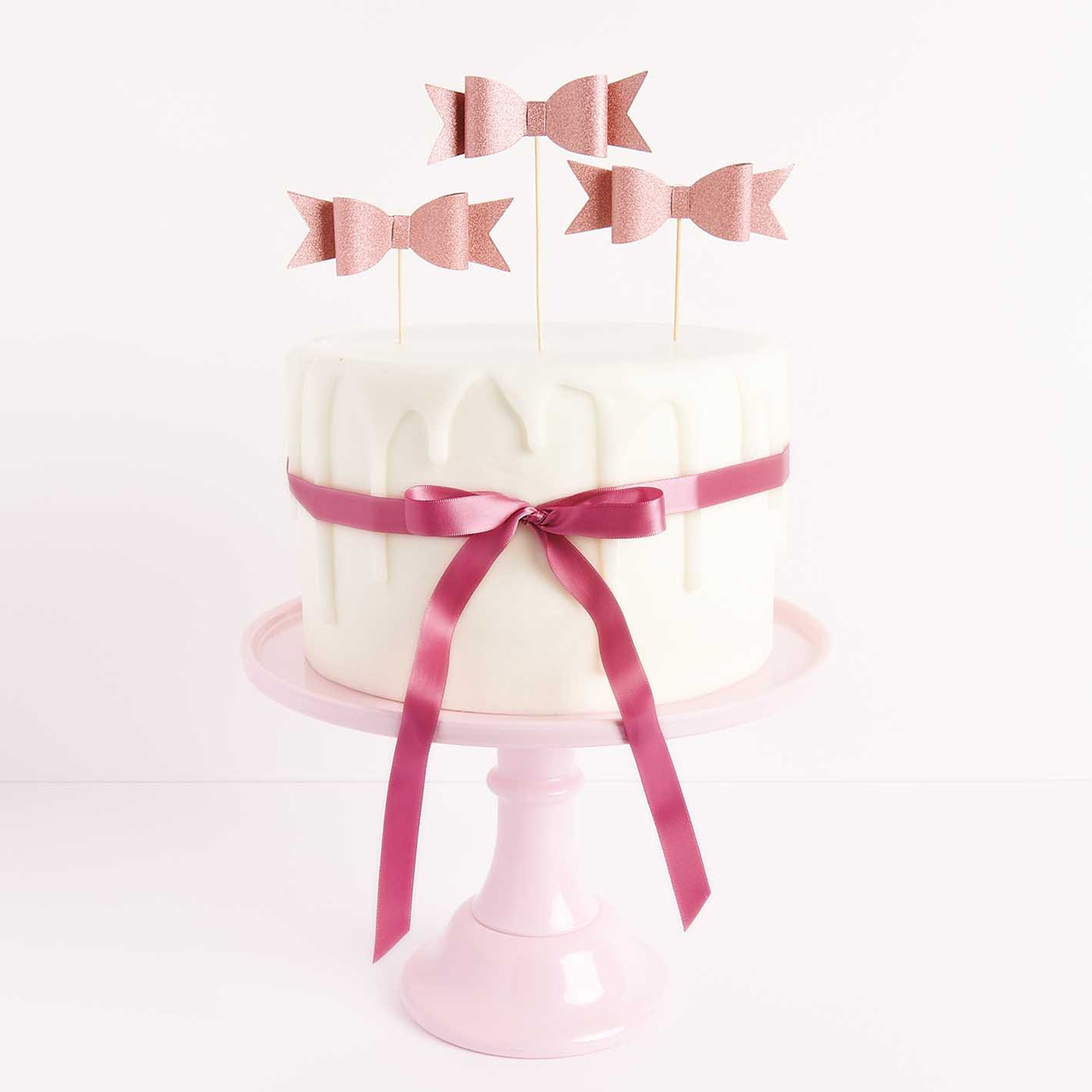 Picker "Schleife Roségold" 6 Stück Leute, Person, Geburtstagstorte, Torte, Essen