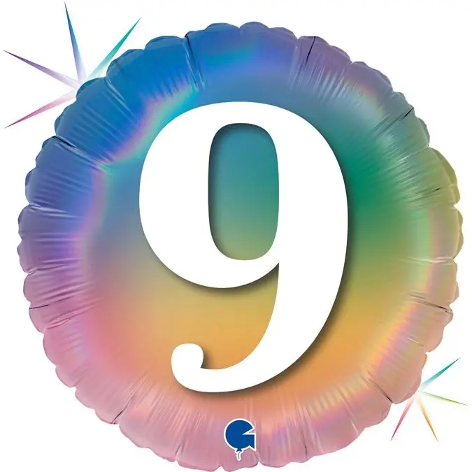 Folienballon Regenbogen "9" 45cm