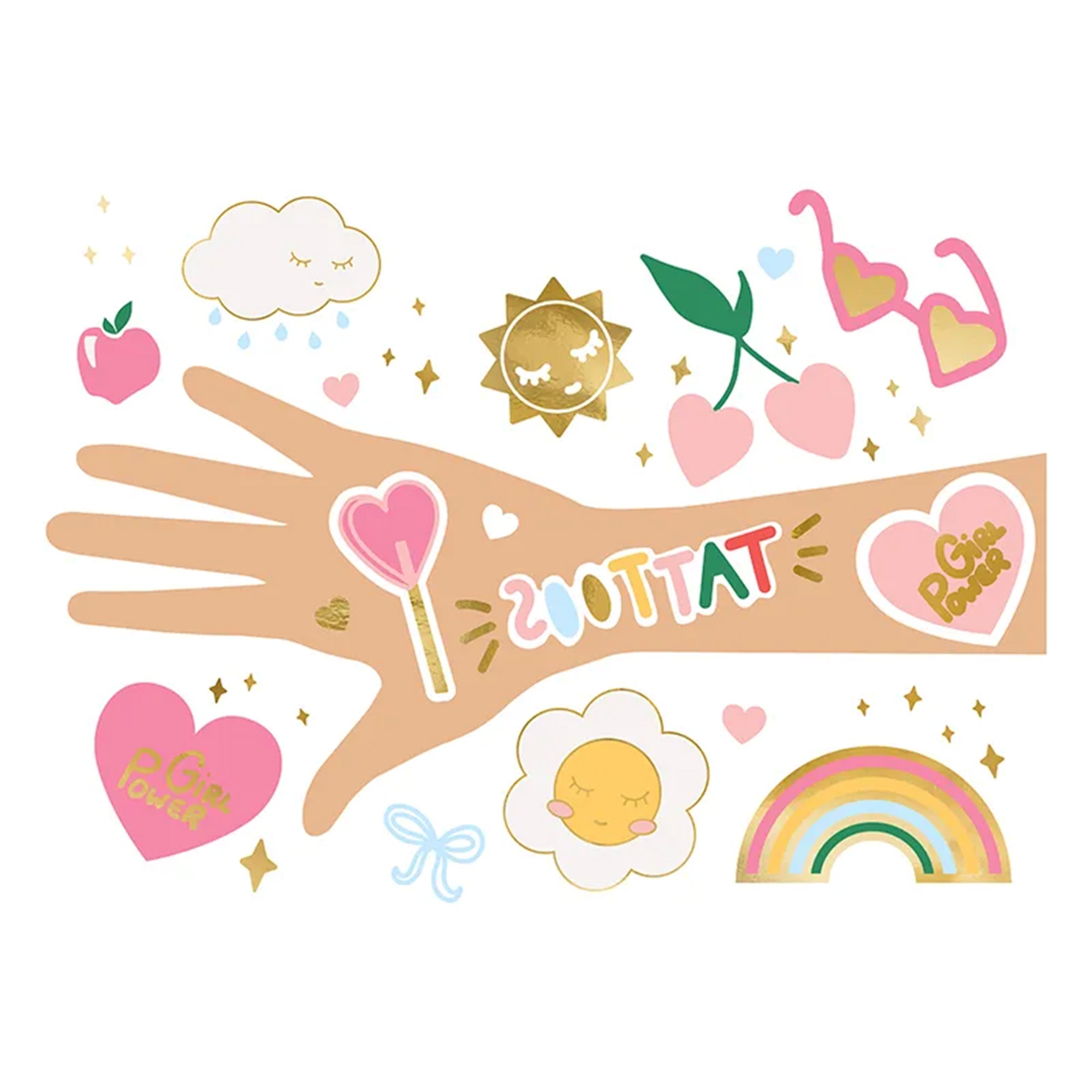 Abwaschbare Tattoos "Sommer Icons" Gesicht, Kopf, Person