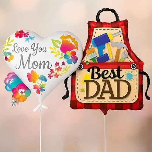 Herzballon, Love You Mom, Best Dad, Luftballon, Pädagogik Geschenkset